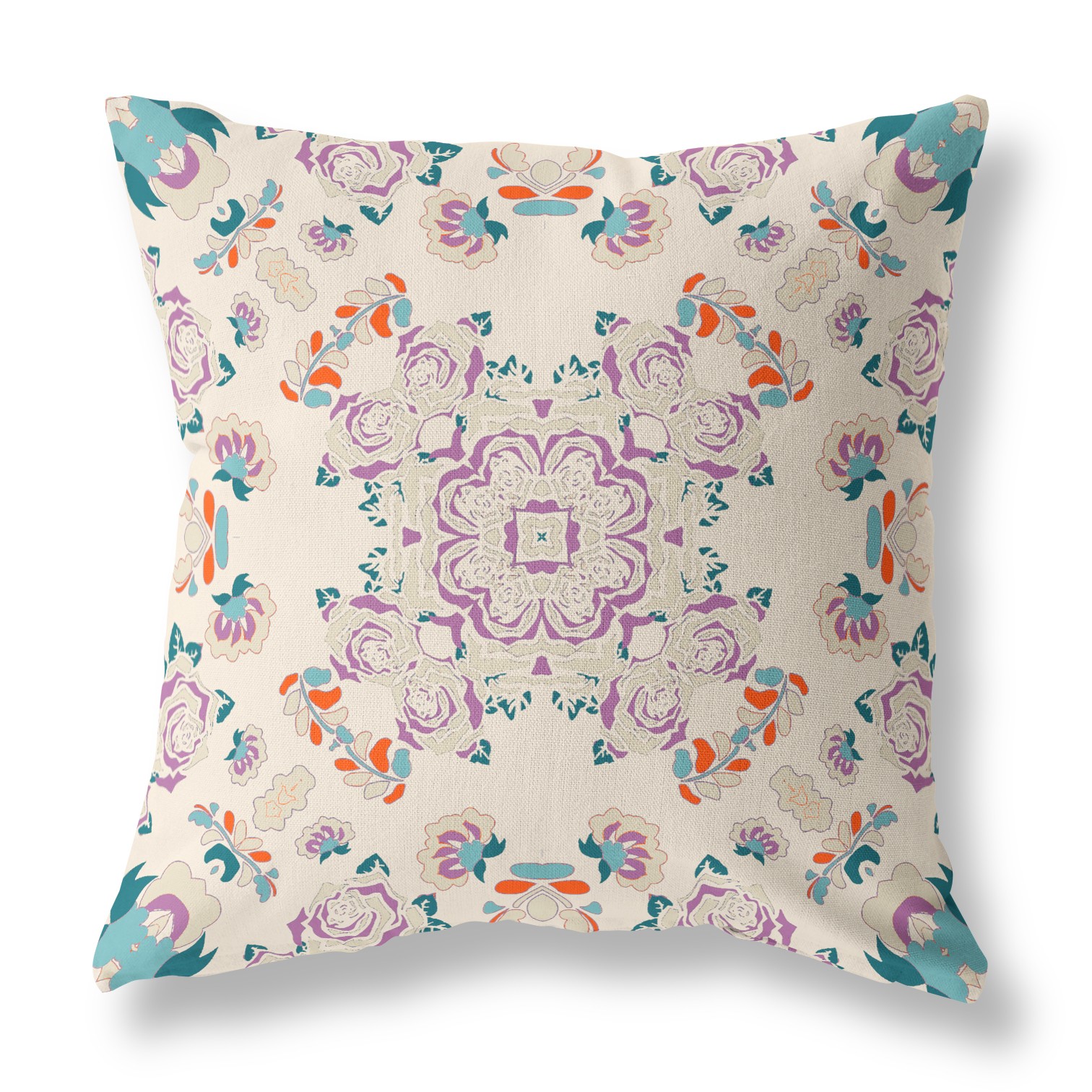 20” Purple Teal Wreath Indoor Outdoor Zippered Throw Pillow-411257-1