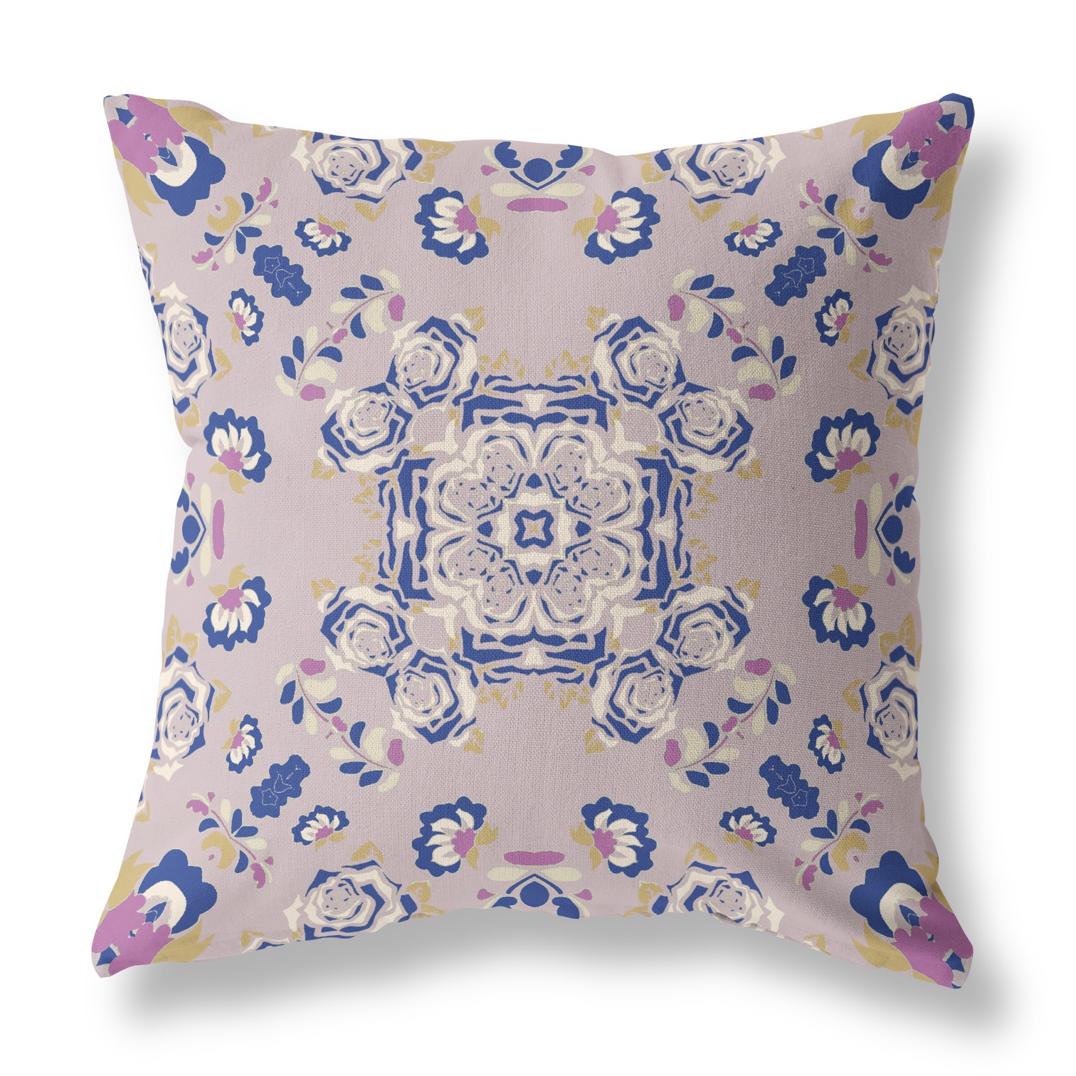 18” Lavender Blue Wreath Indoor Outdoor Zippered Throw Pillow-411276-1