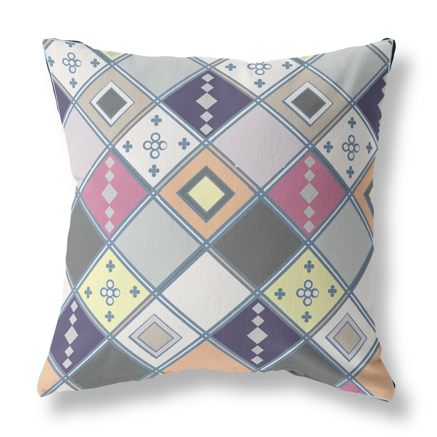 18” Beige Pink Tile Indoor Outdoor Zippered Throw Pillow-411361-1