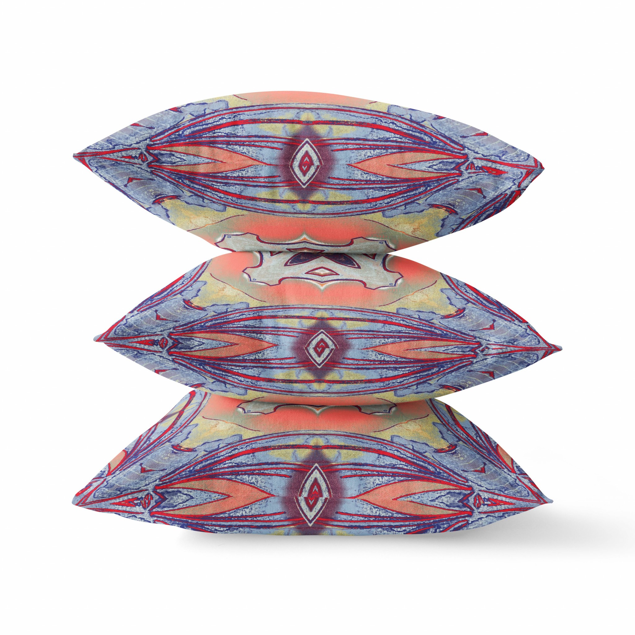 18” Purple Orange Geo Tribal Indoor Outdoor Throw Pillow-411750-1