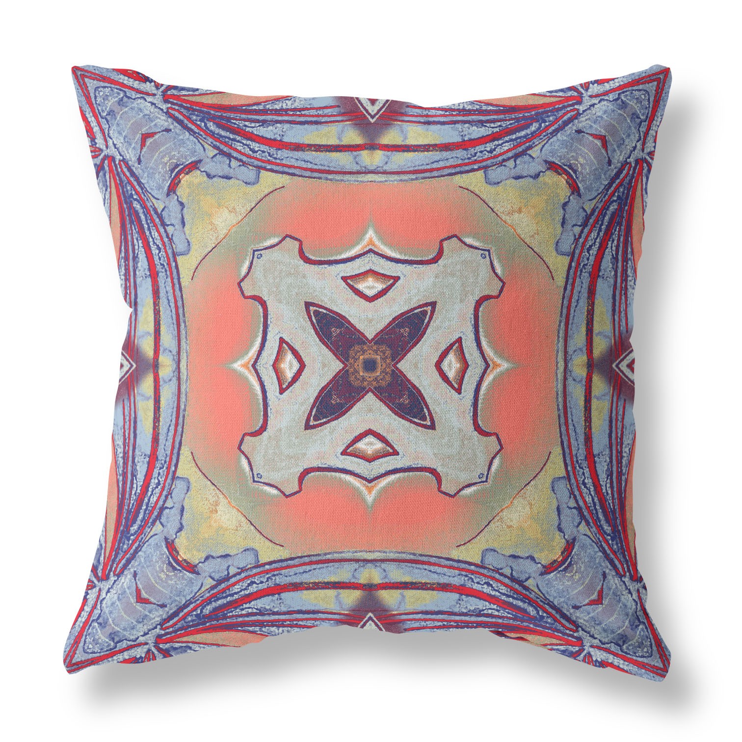 20” Purple Orange Geo Tribal Indoor Outdoor Throw Pillow-411751-1