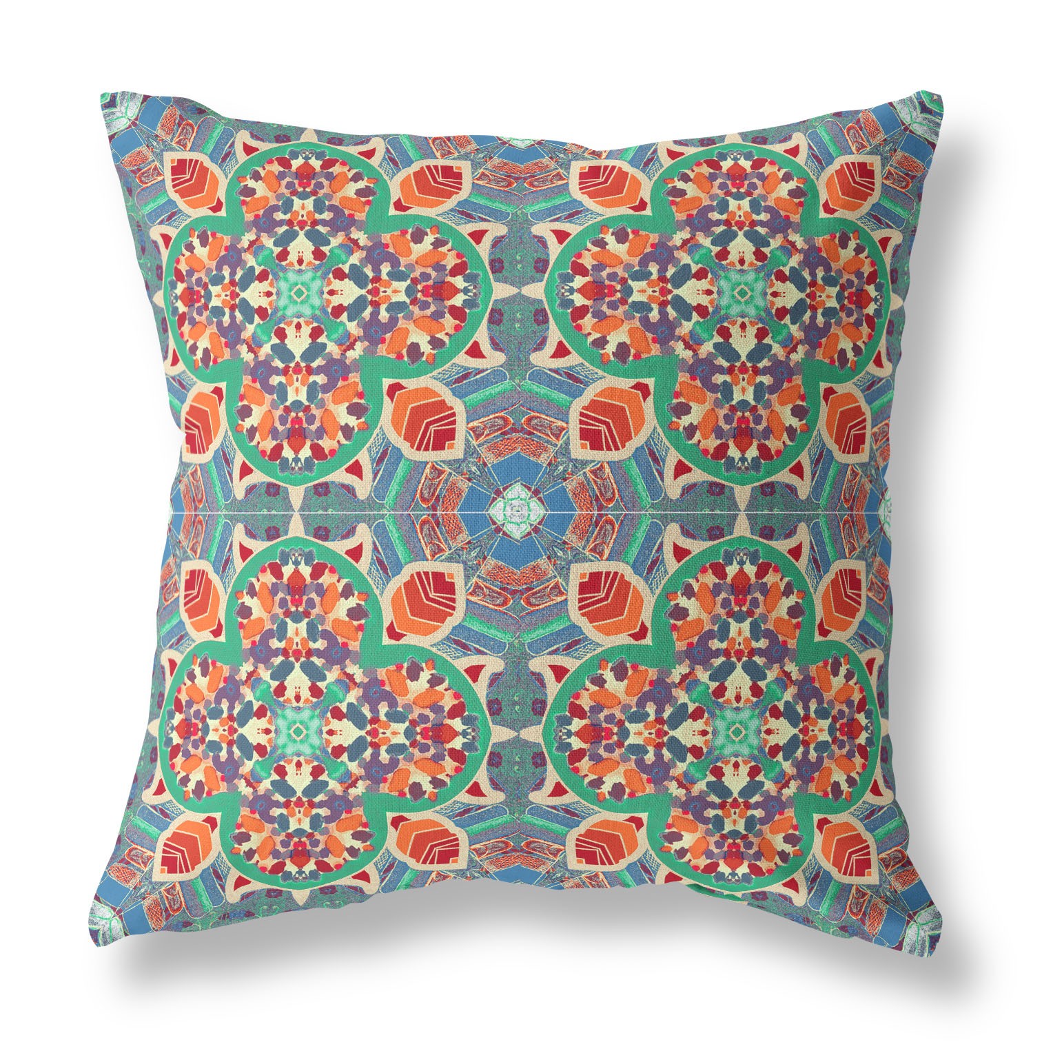 18" Orange Green Cloverleaf Indoor Outdoor Throw Pillow-411860-1