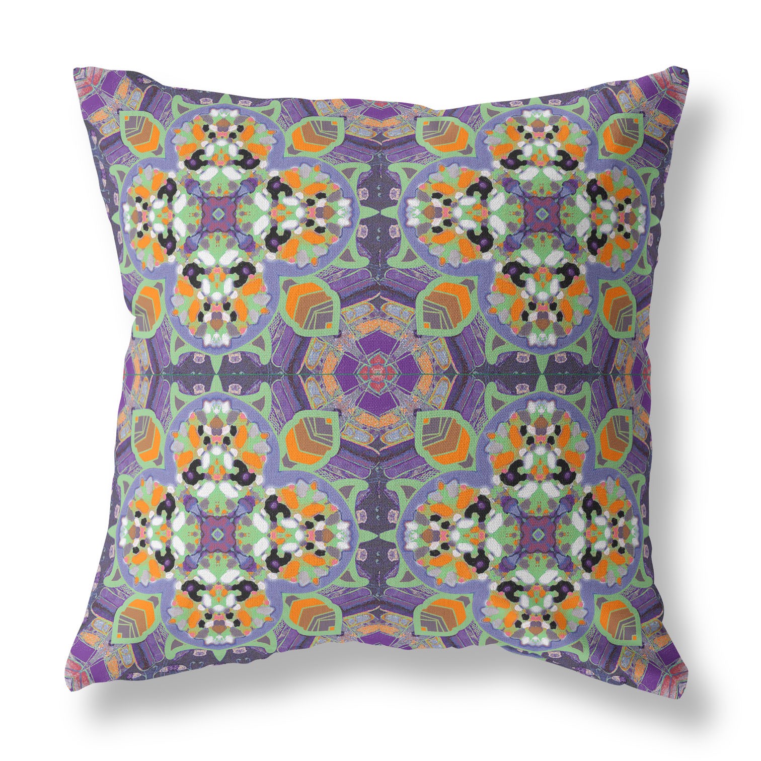 18" Purple Orange Cloverleaf Indoor Outdoor Throw Pillow-411865-1