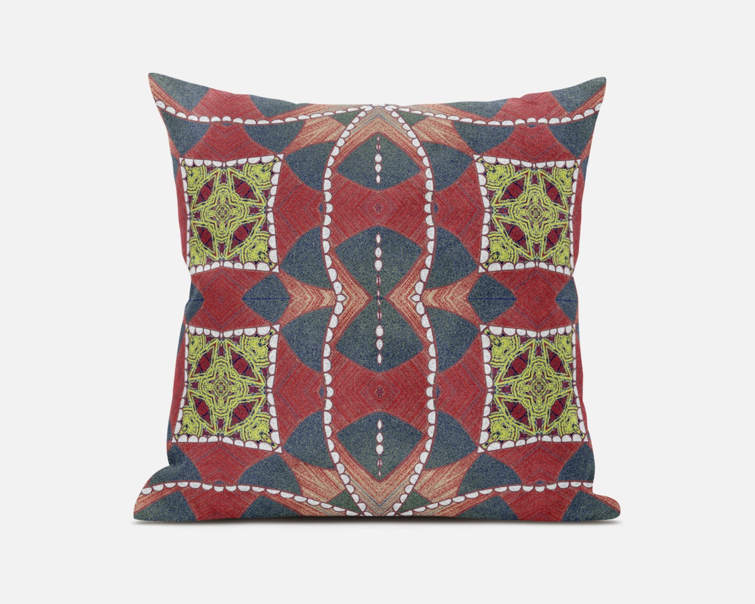 18" Red Gray Cosmic Circle Boho Suede Throw Pillow-411992-1