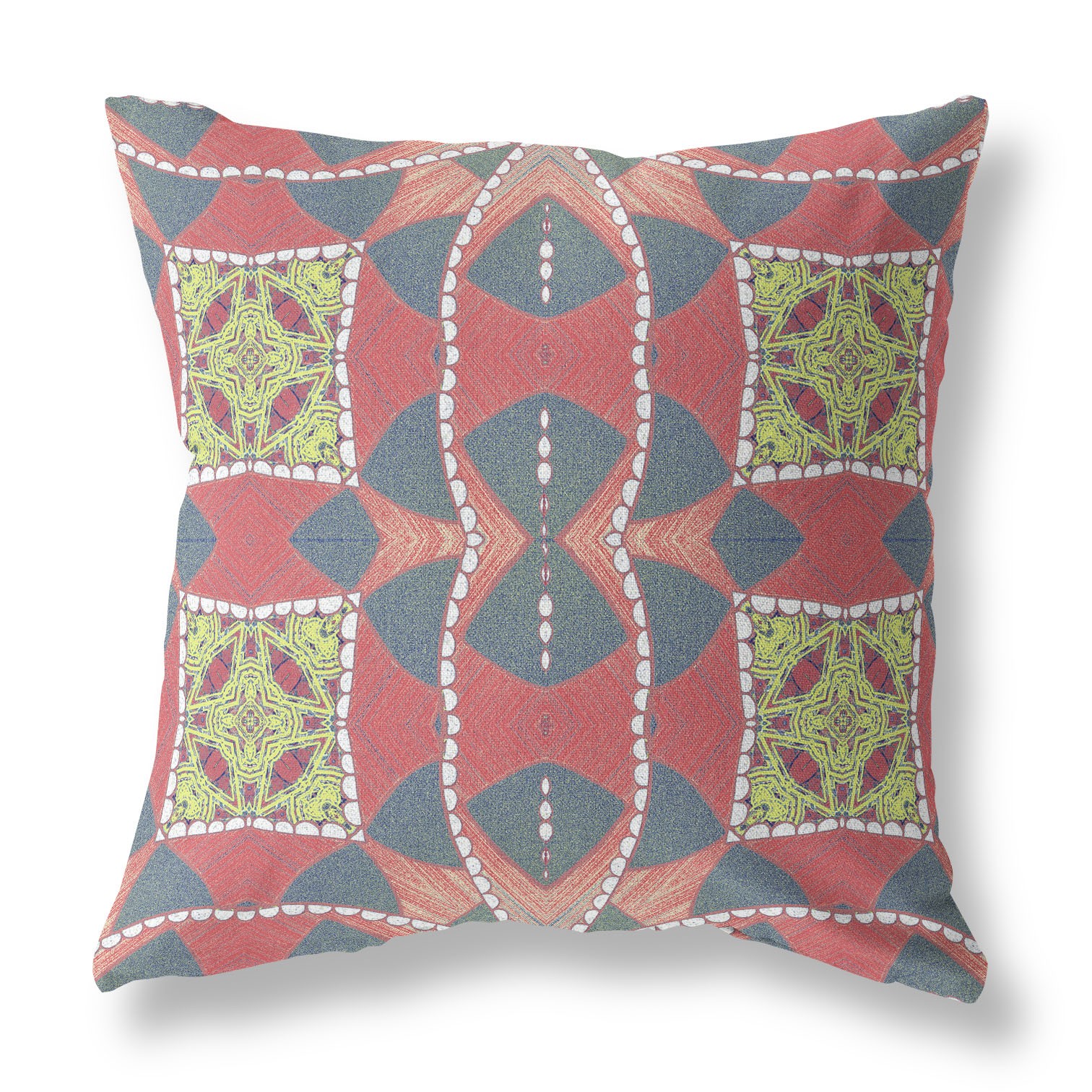 20" Red Gray Cosmic Circle Boho Suede Throw Pillow-411993-1