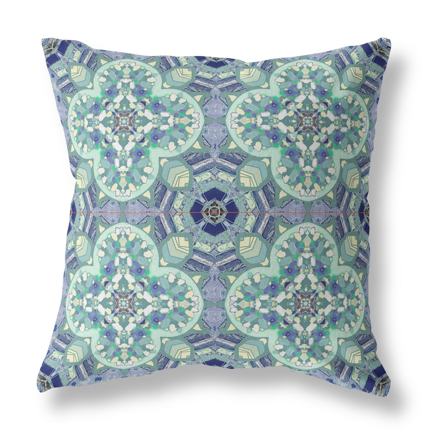 20" Aqua Blue Cloverleaf Boho Suede Throw Pillow-412123-1