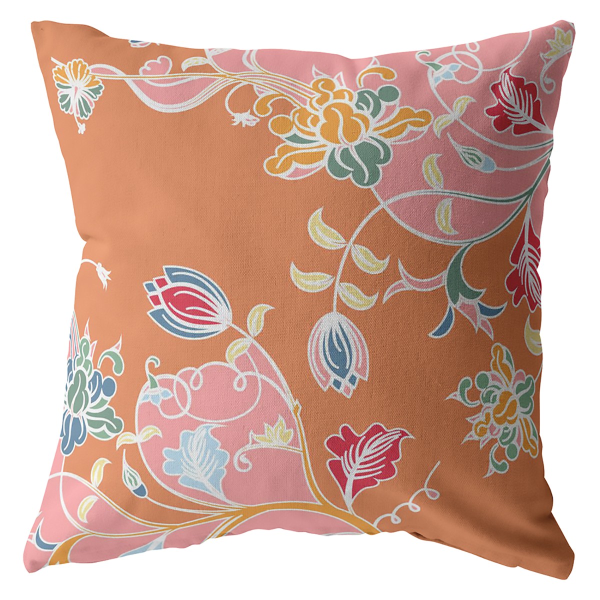 20" Pink Orange Garden Indoor Outdoor Throw Pillow-412205-1