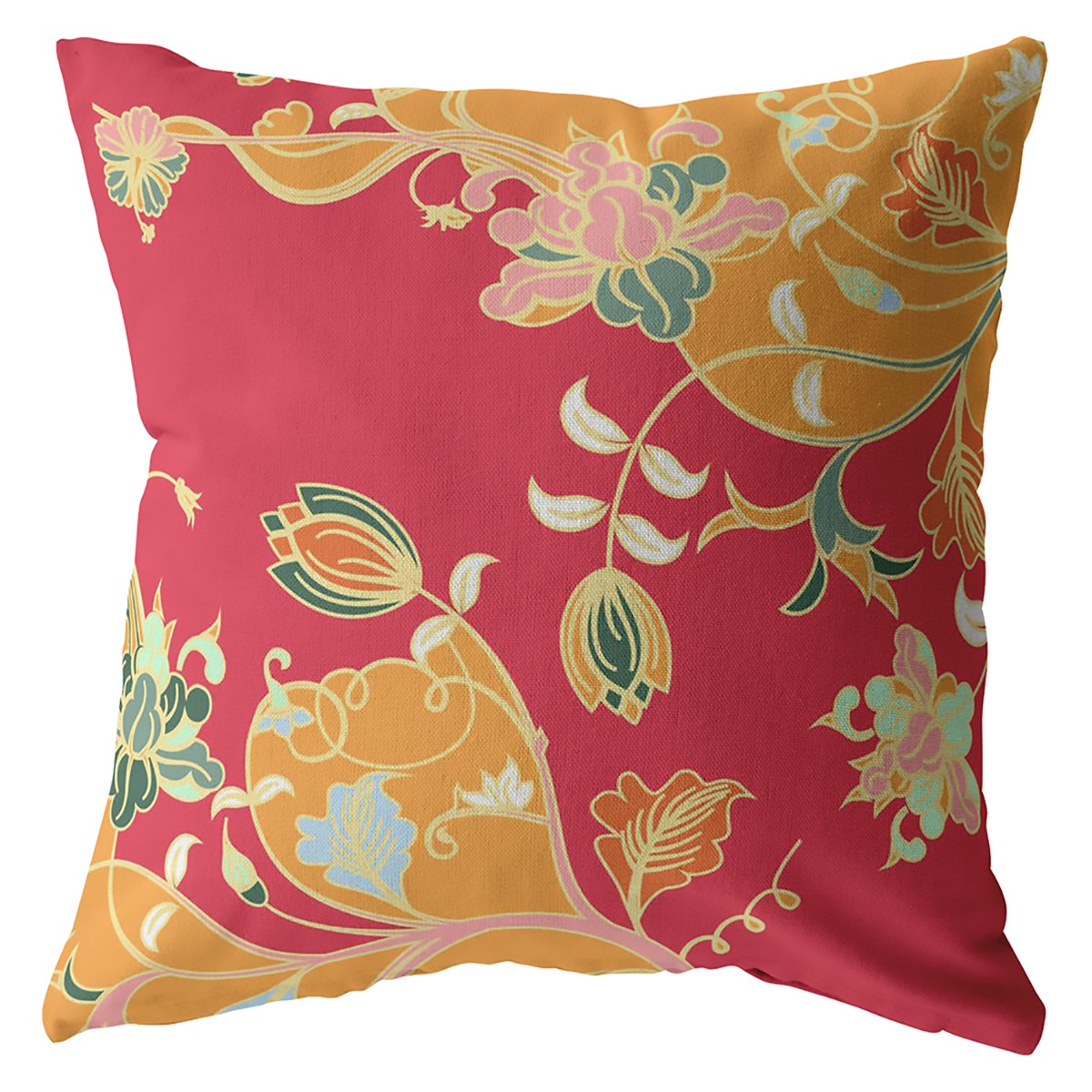 18" Orange Red Garden Indoor Outdoor Throw Pillow-412219-1