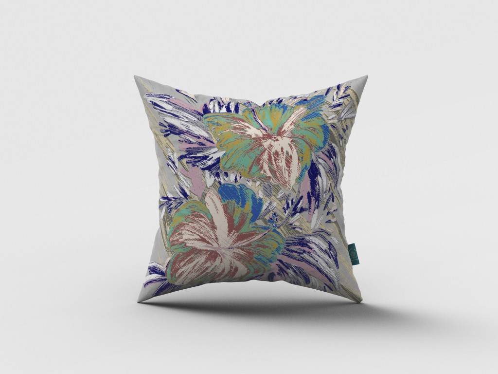 18” Lilac Green Hibiscus Indoor Outdoor Throw Pillow-412372-1