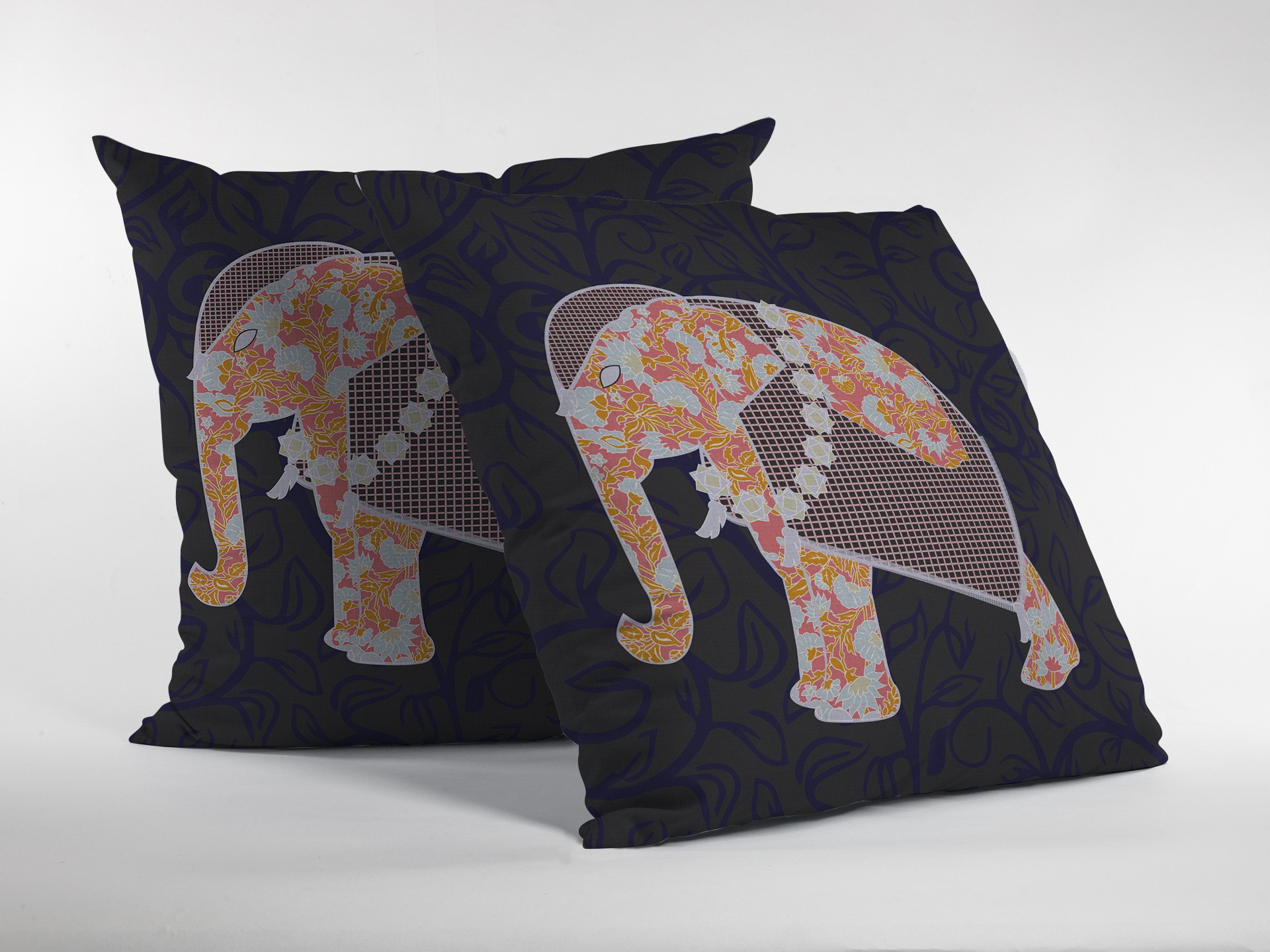 20” Orange Elephant Indoor Outdoor Throw Pillow-412388-1