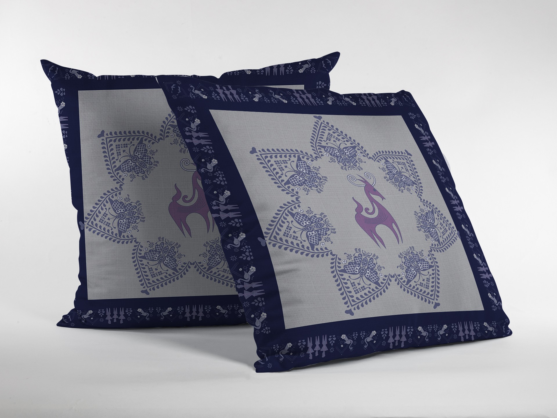 18” Gray Purple Horse Indoor Outdoor Throw Pillow-412417-1