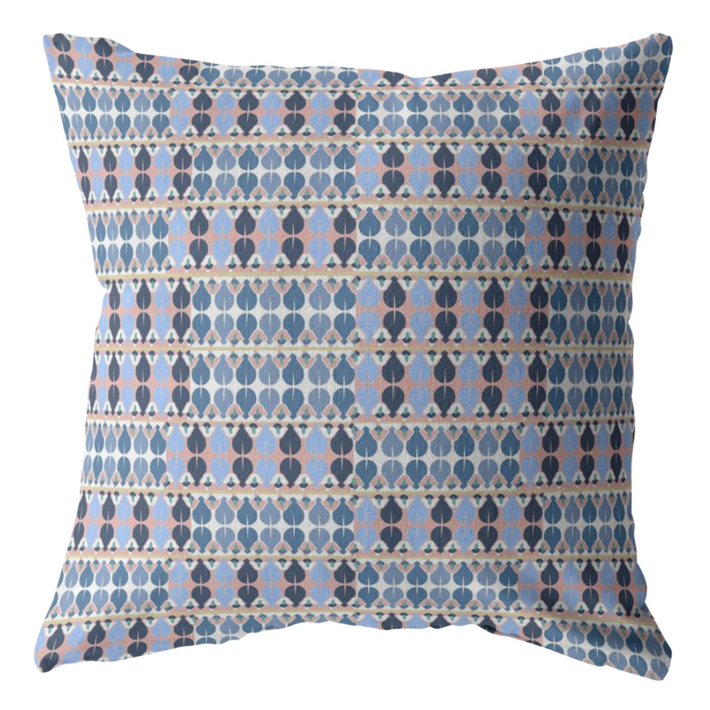 18" Blue Gray Spades Indoor Outdoor Throw Pillow-412537-1