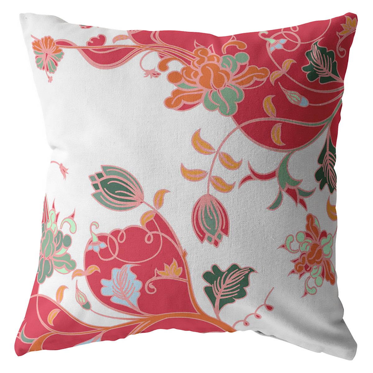26" Red White Garden Indoor Outdoor Zippered Throw Pillow-412732-1