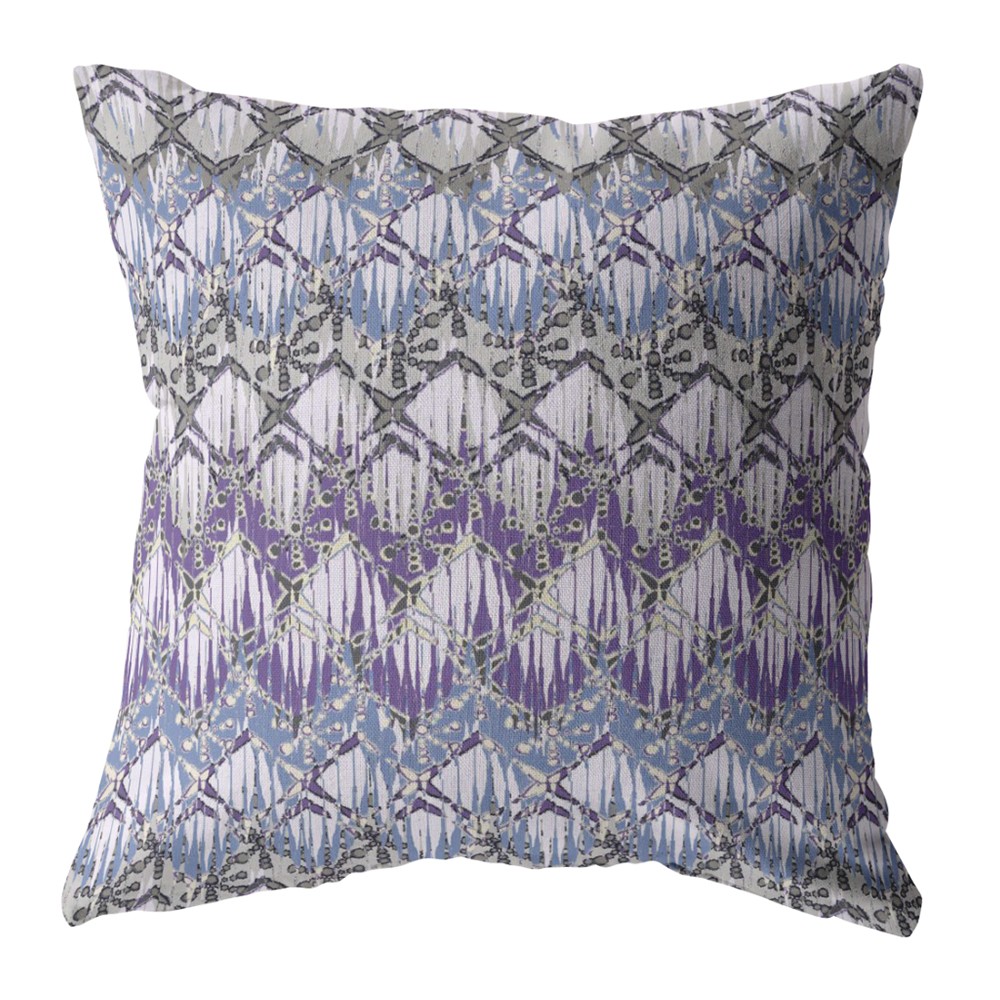 18” Purple Gray Hatch Indoor Outdoor Zippered Throw Pillow-413006-1