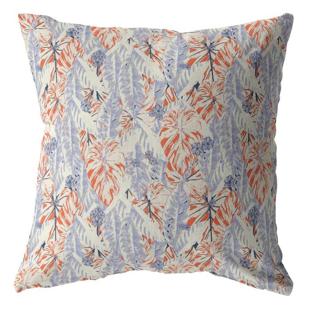 18" Orange Lavender Tropics Indoor Outdoor Zippered Throw Pillow-413102-1