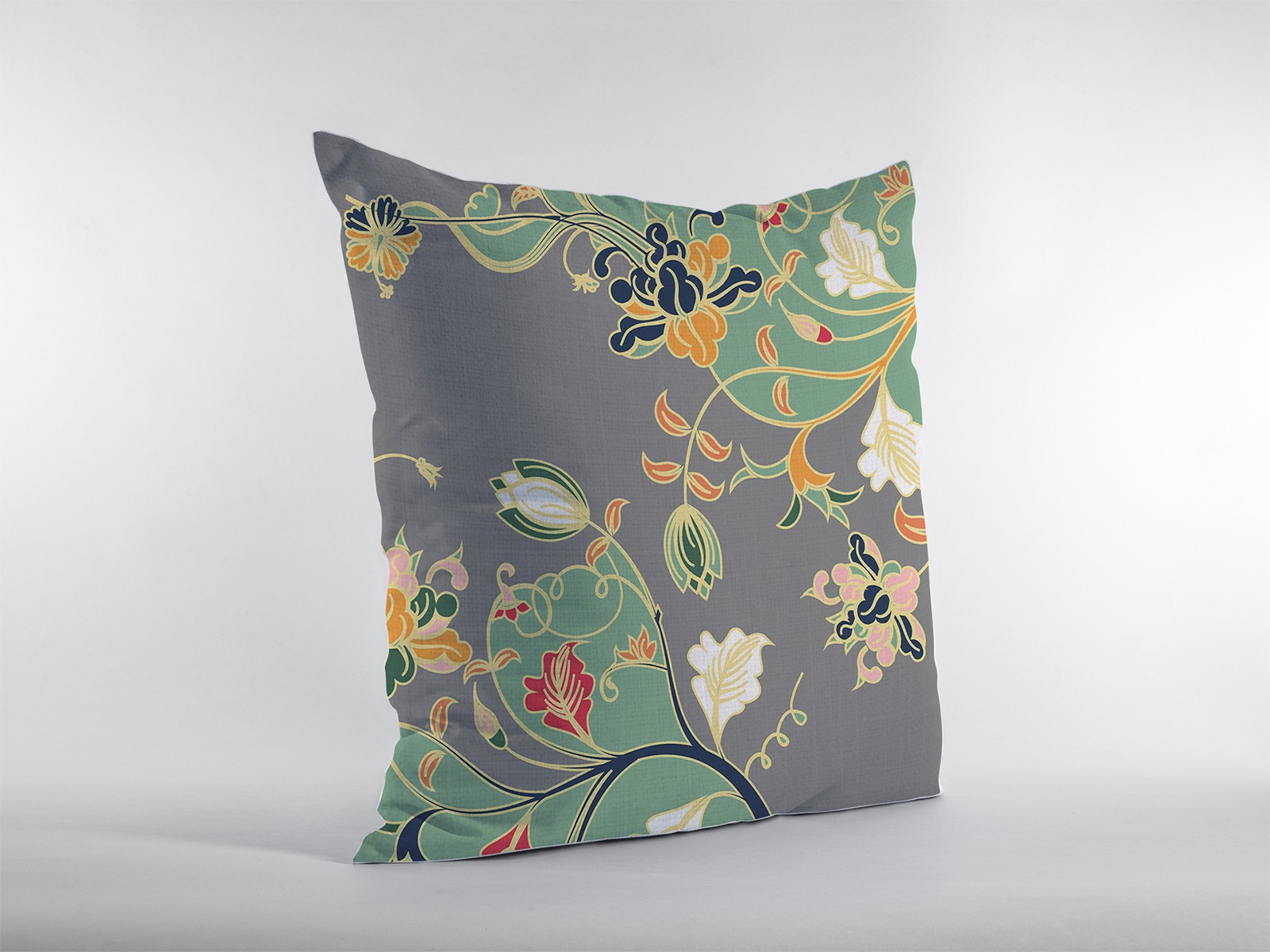 18" Green Gray Garden Decorative Suede Throw Pillow-413133-1