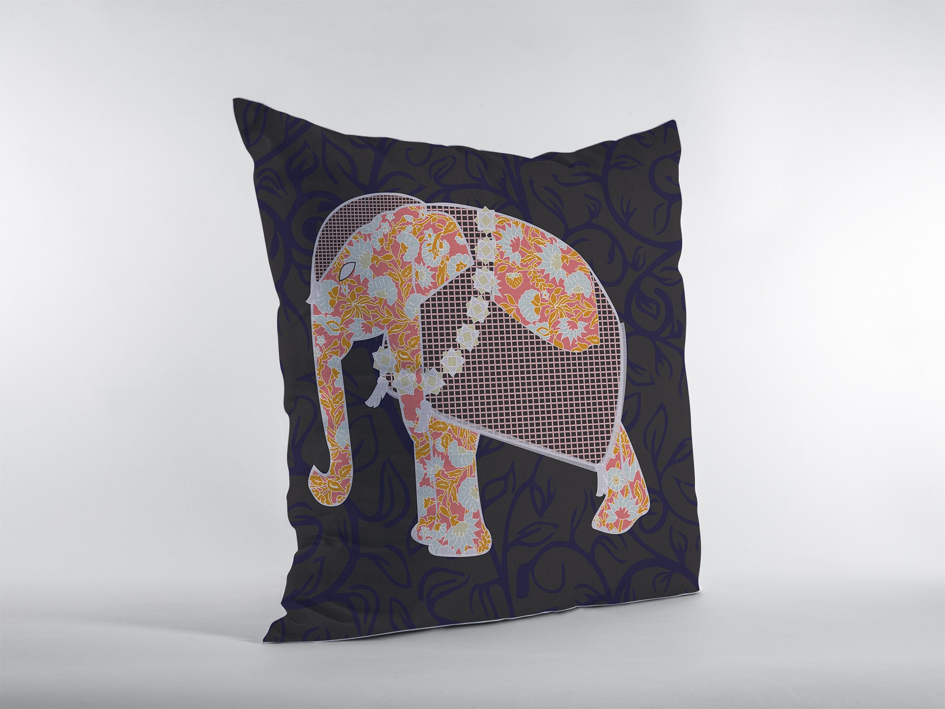 18” Orange Elephant Decorative Suede Throw Pillow-413247-1