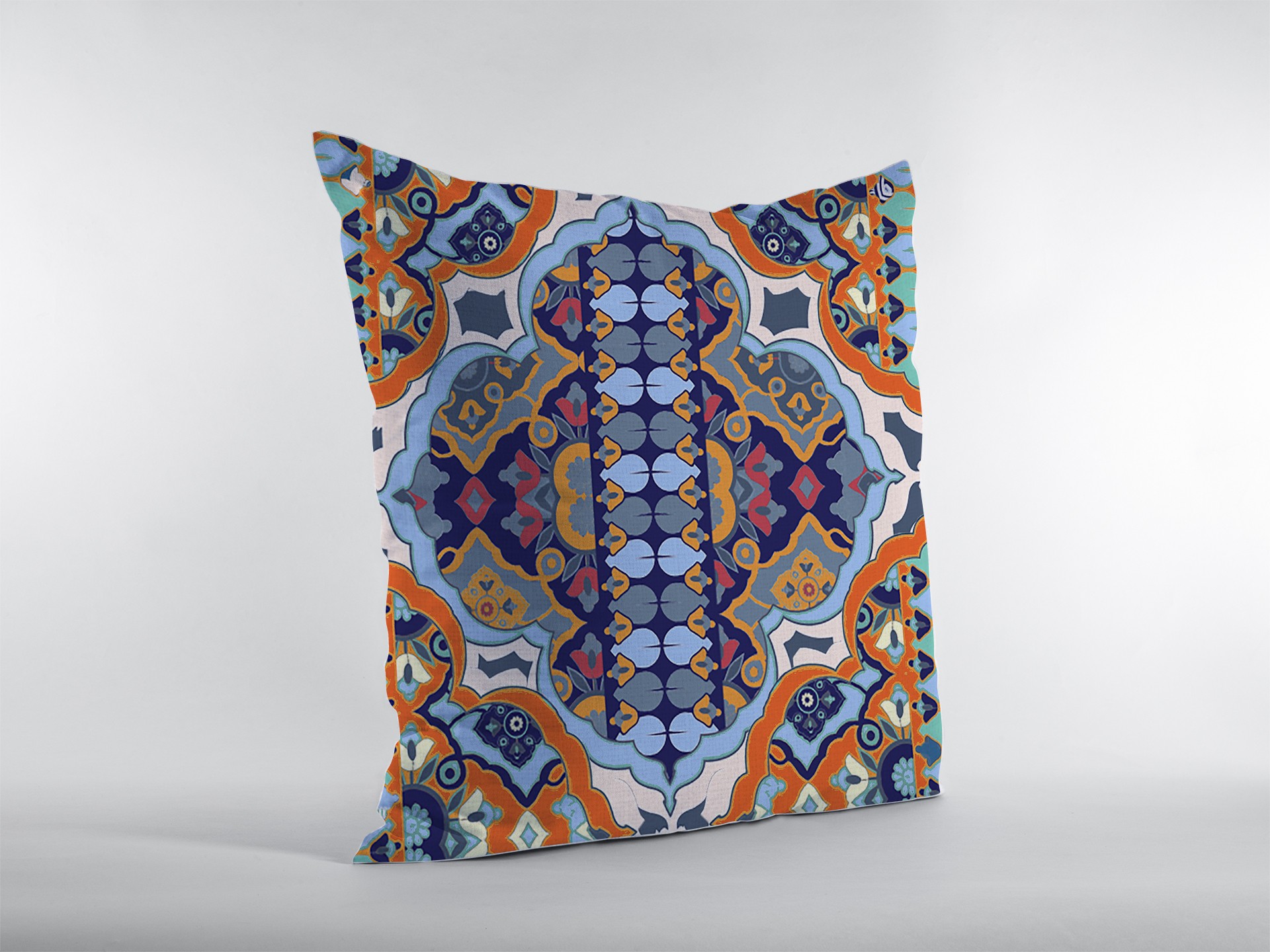 18" Orange Blue Decorative Suede Throw Pillow-413250-1