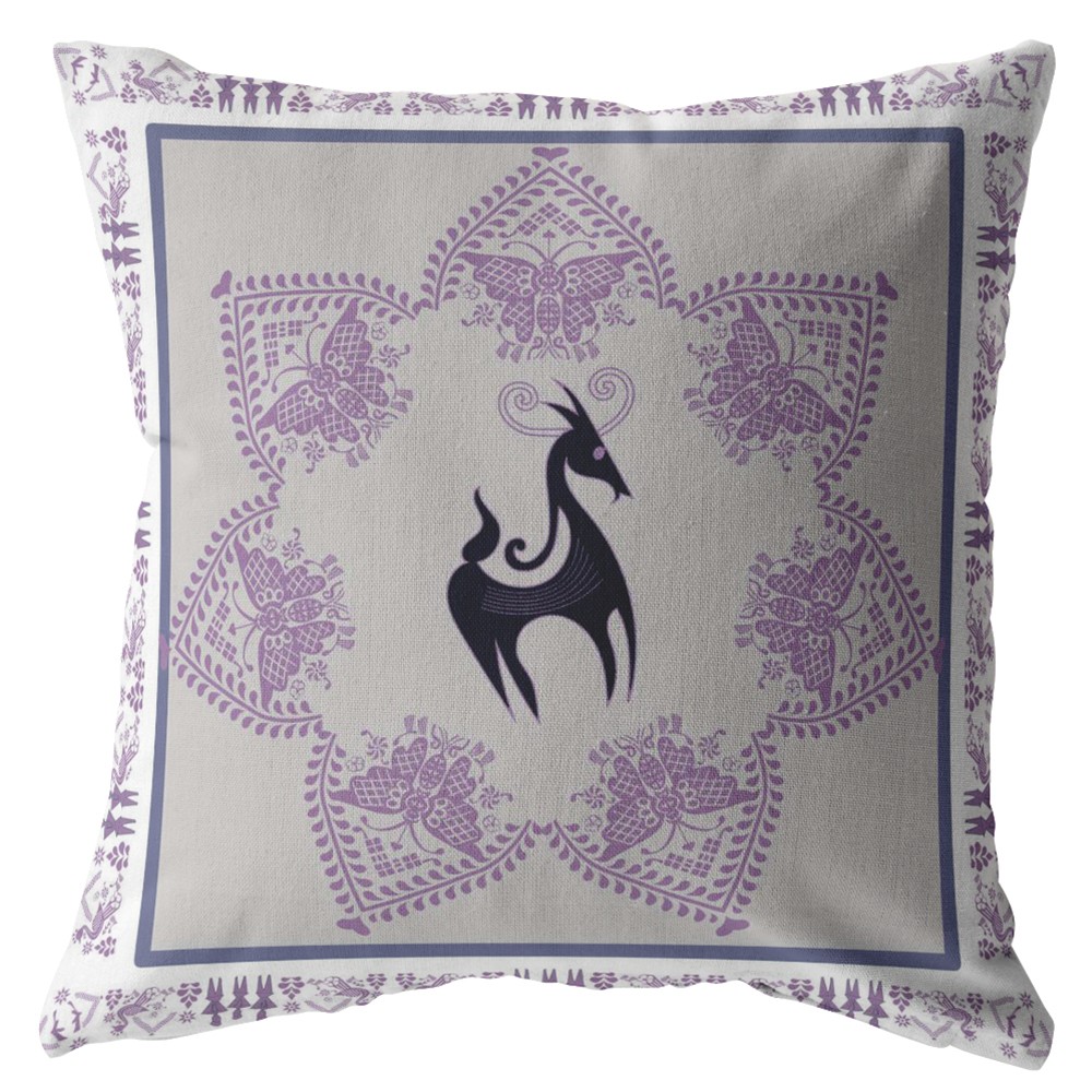 20” Gray Purple Horse Suede Throw Pillow-413260-1