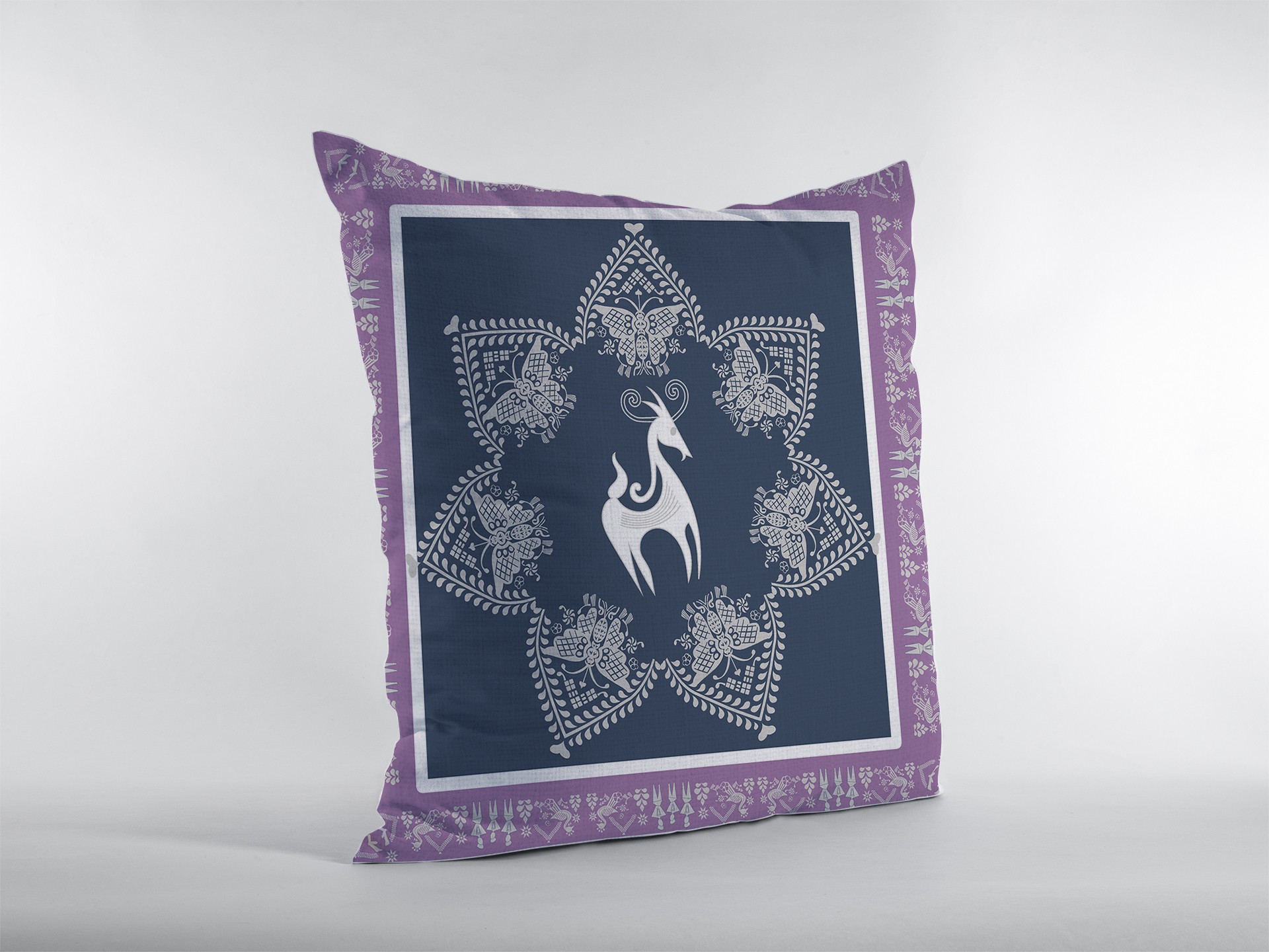 18” Navy Purple Horse Suede Throw Pillow-413262-1
