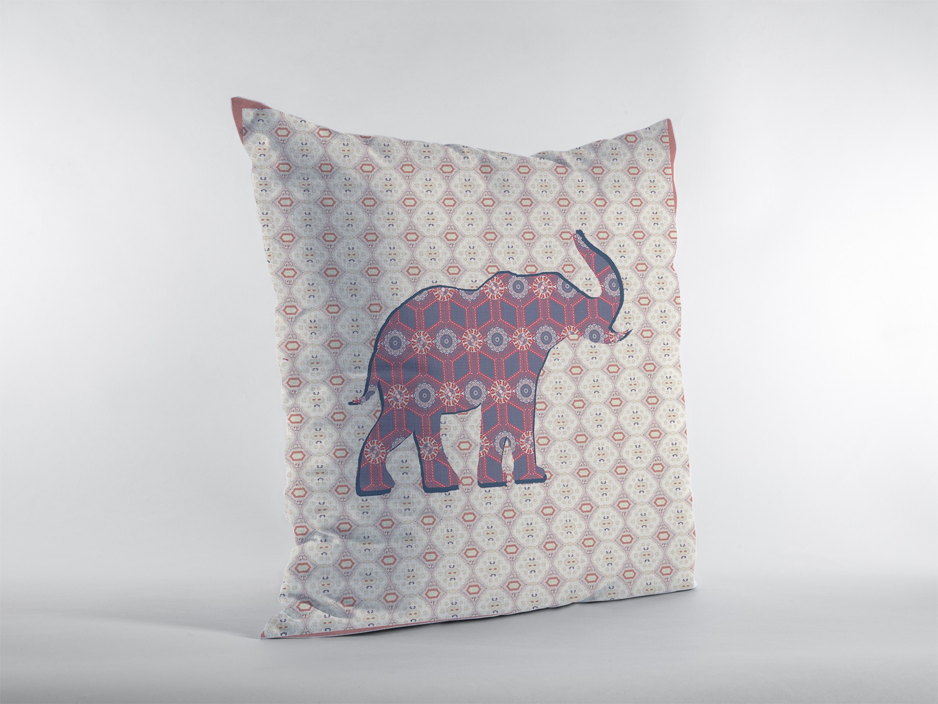 18" Magenta Elephant Decorative Suede Throw Pillow-413328-1