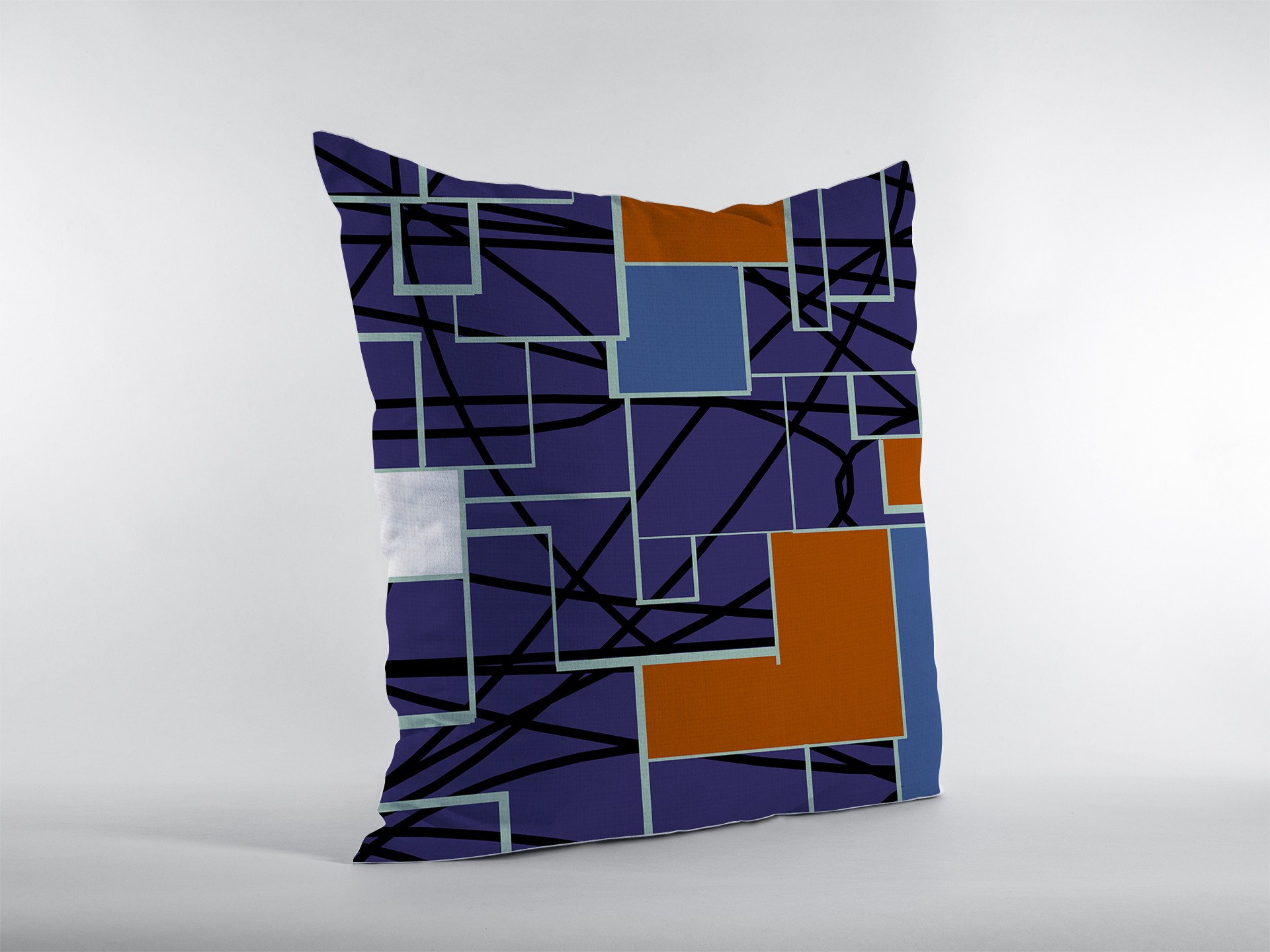 18" Navy Puzzle Piece Suede Throw Pillow-413343-1