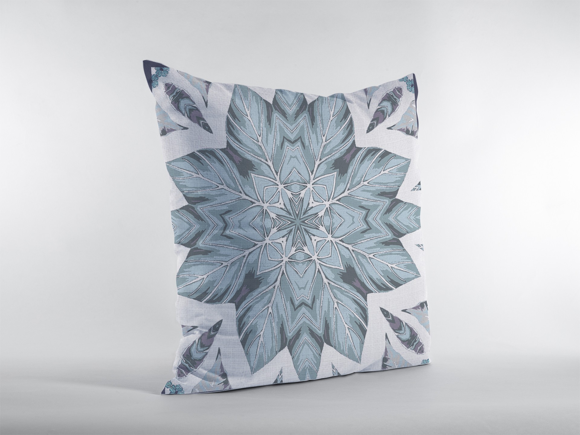 20" Blue Floral Forest Suede Throw Pillow-413404-1