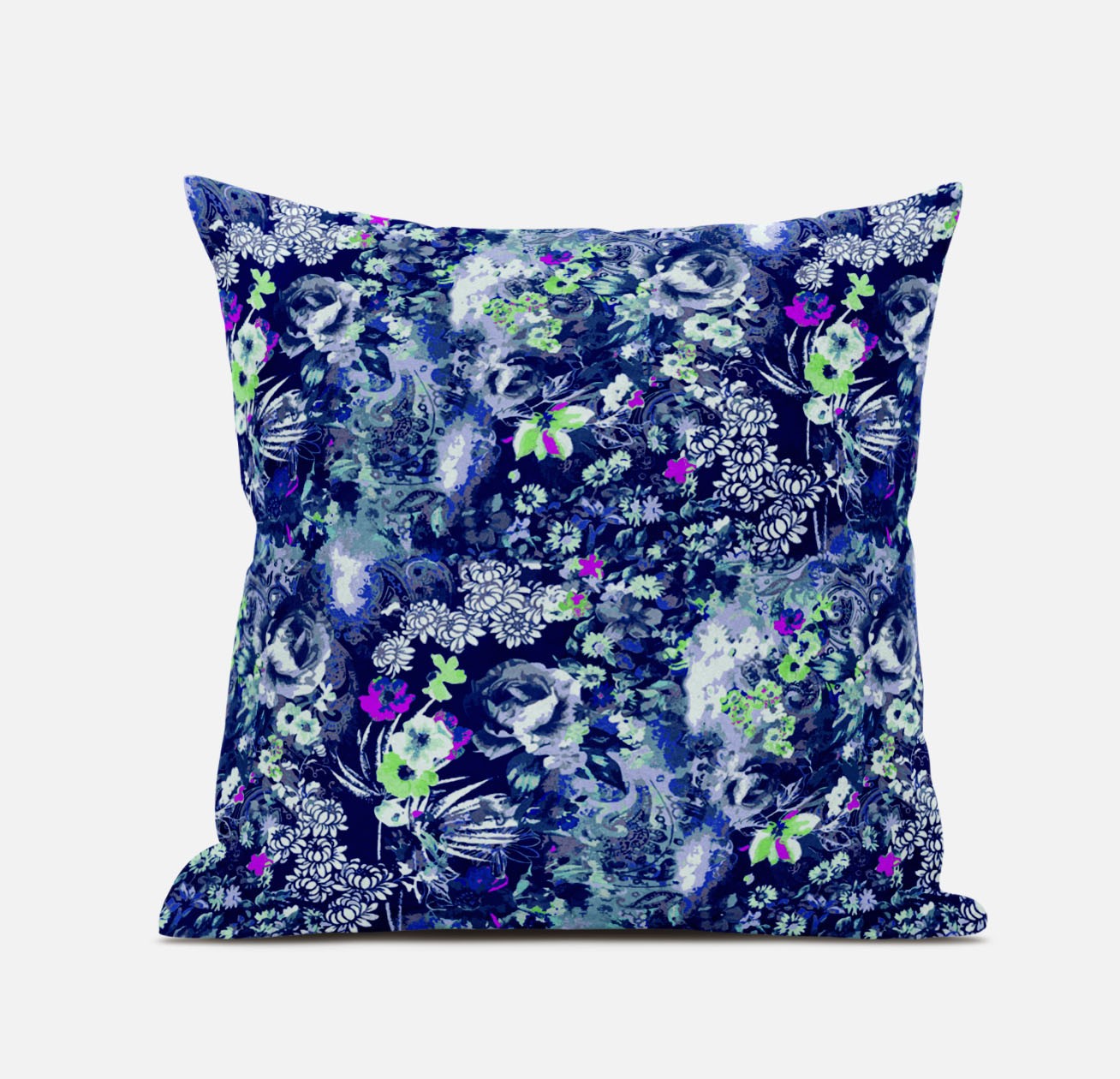 18" Purple Blue Springtime Zippered Suede Throw Pillow-413673-1