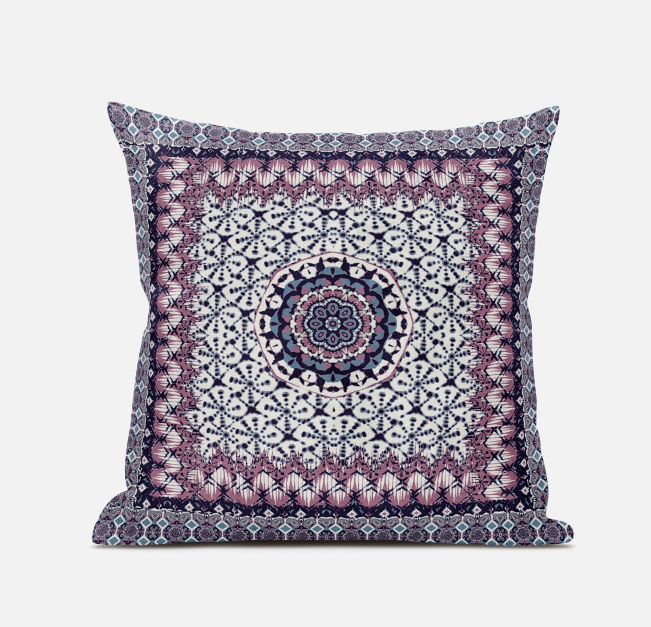 18” Pink Gray Holy Floral Zippered Suede Throw Pillow-413691-1