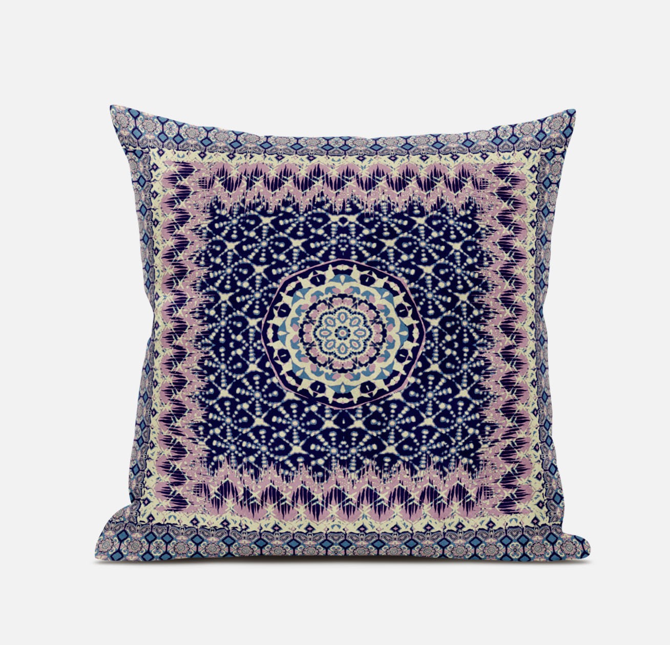 18” Pink Indigo Holy Floral Zippered Suede Throw Pillow-413694-1