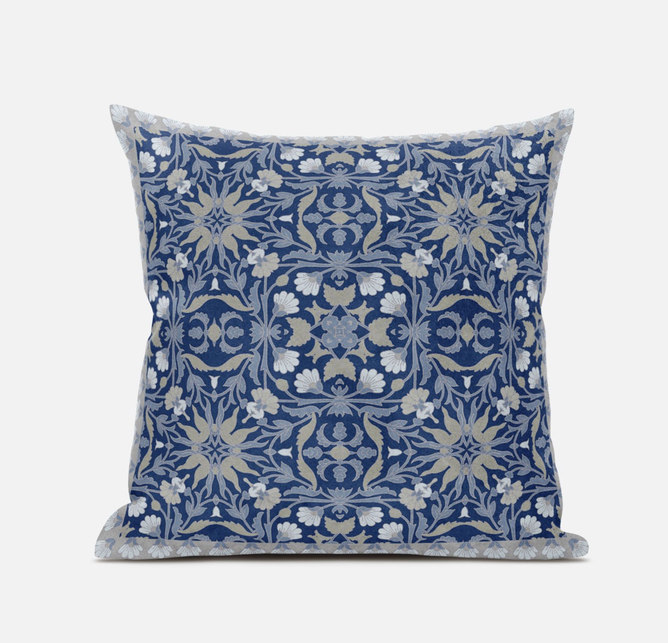 20” Blue Gray Paisley Zippered Suede Throw Pillow-413698-1