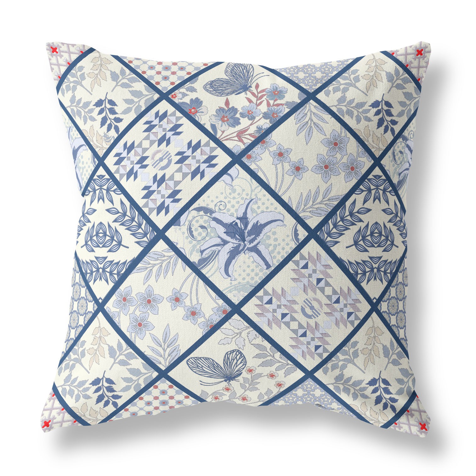 18” White Navy Patch Indoor Outdoor Throw Pillow-414012-1