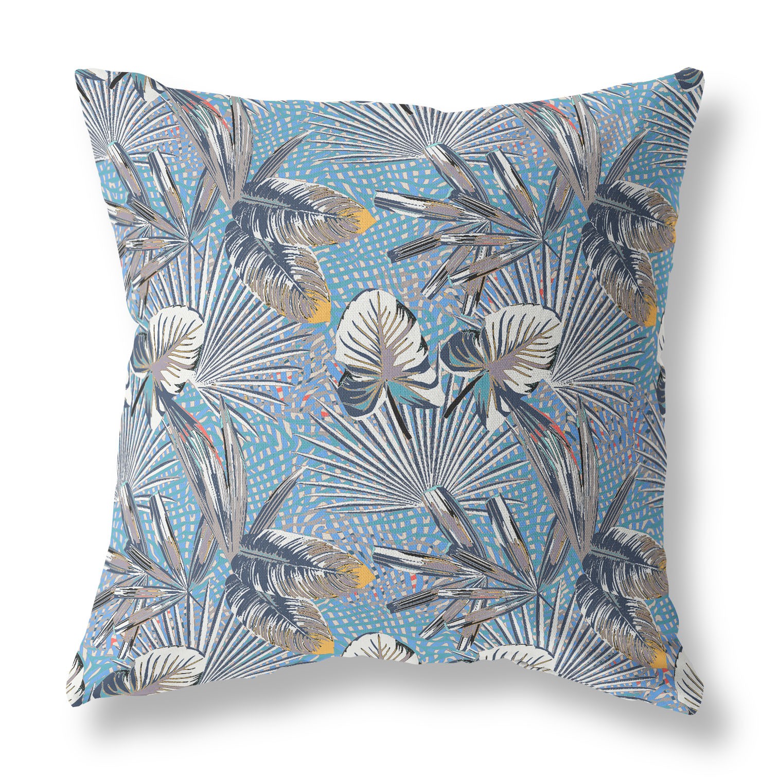 20” Gray Blue Tropical Indoor Outdoor Throw Pillow-414266-1