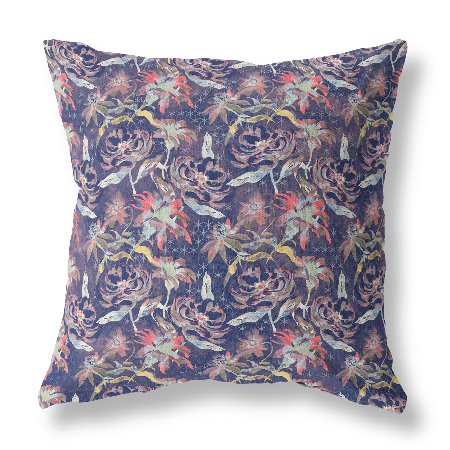 18” Midnight Blue Roses Indoor Outdoor Throw Pillow-414411-1