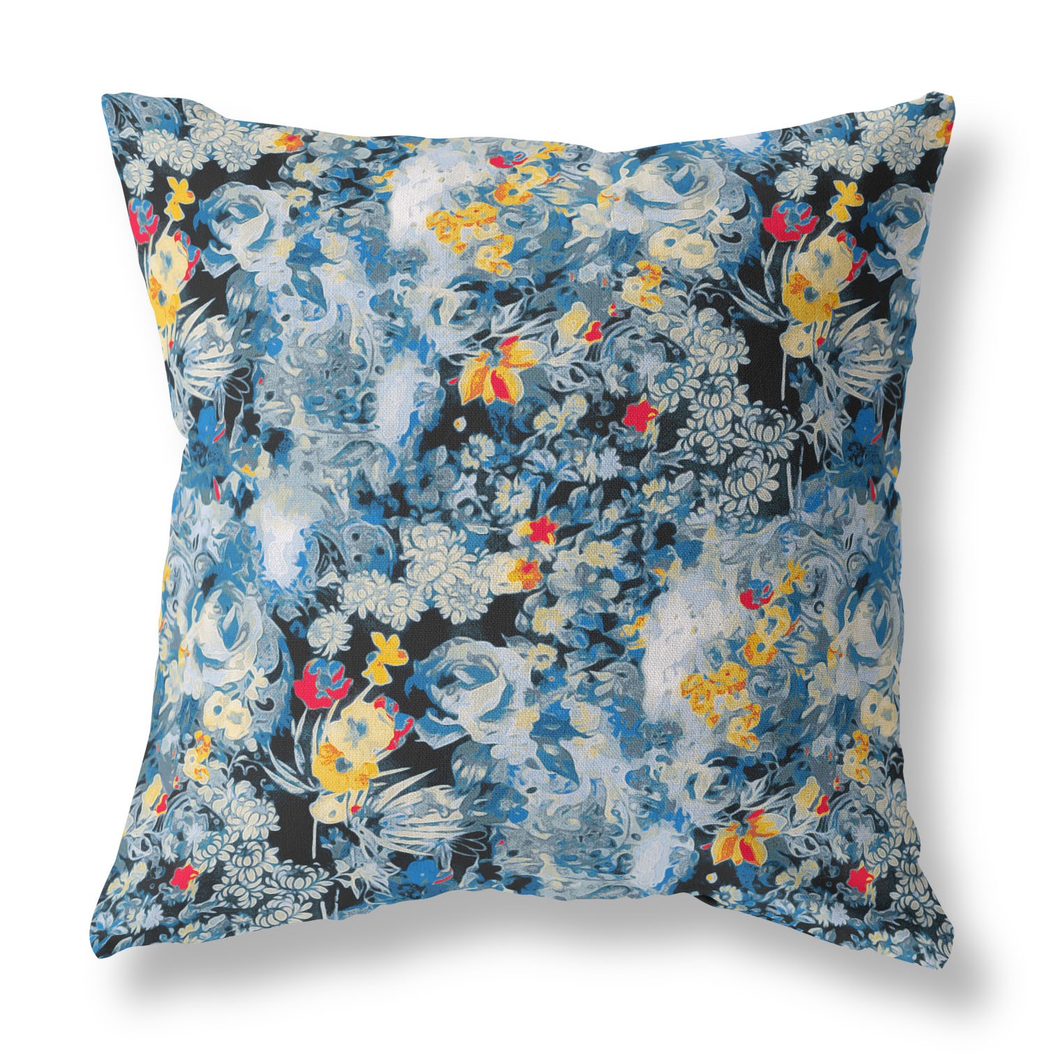 28" Blue Yellow Springtime Indoor Outdoor Throw Pillow-414545-1