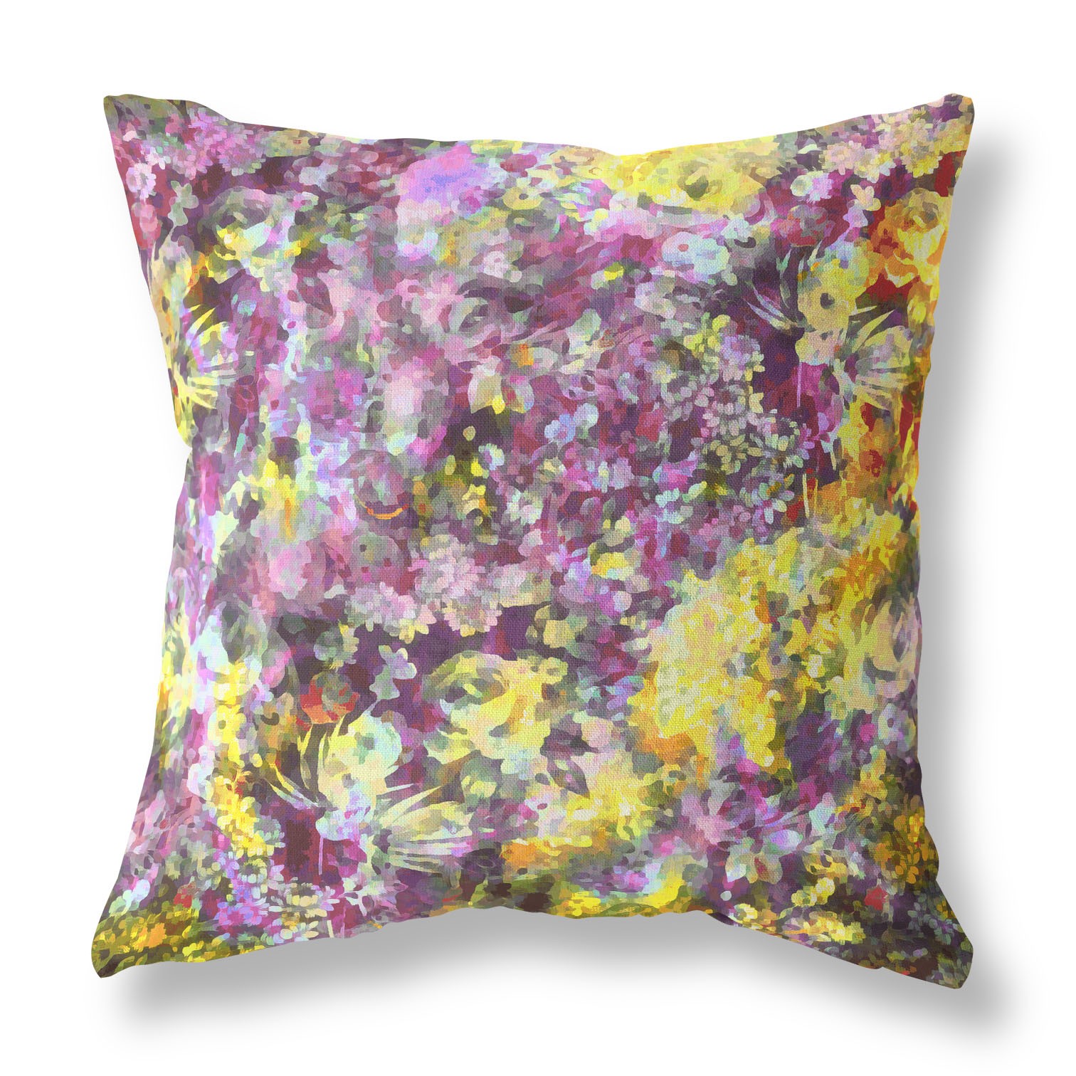 18" Purple Yellow Springtime Indoor Outdoor Throw Pillow-414548-1