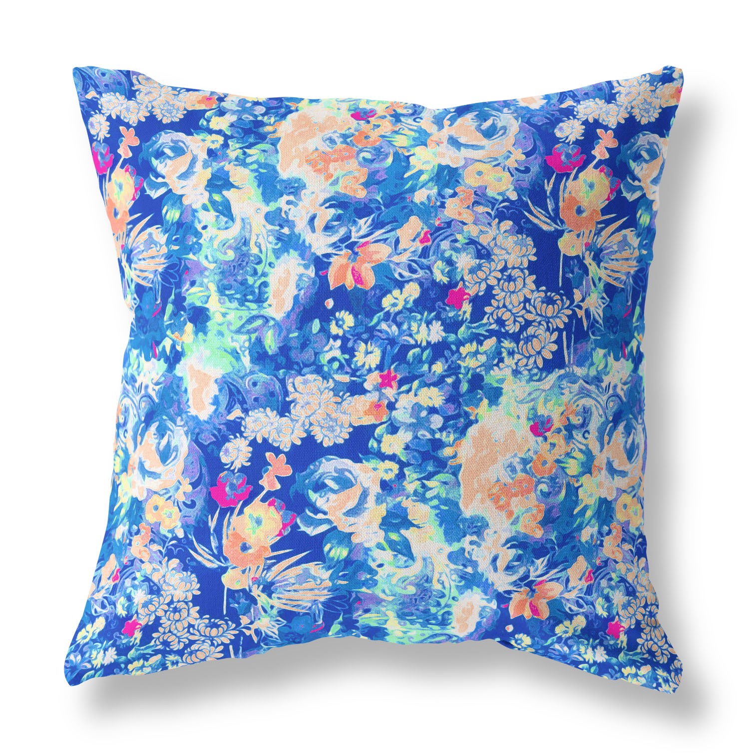 18" Bright Blue Springtime Indoor Outdoor Throw Pillow-414586-1