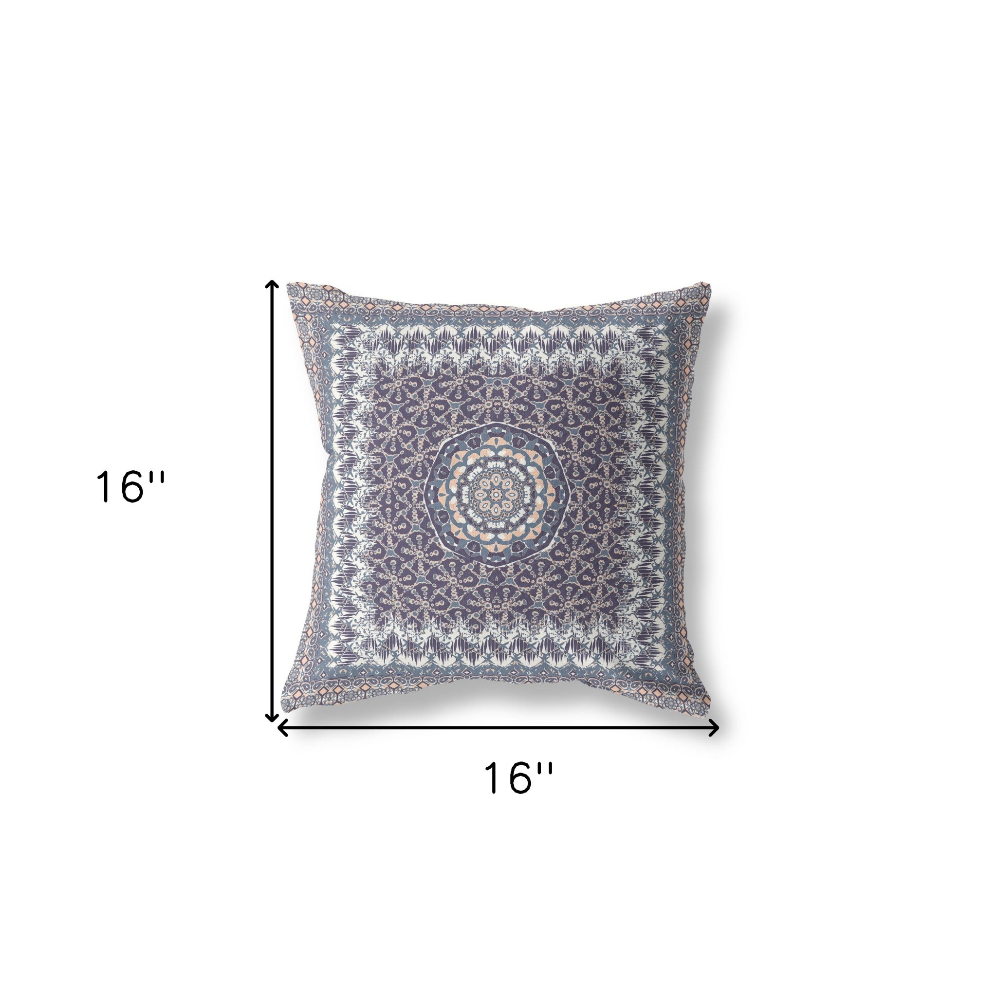 Holy Tie Die Flower Broadcloth Indoor Outdoor Blown and Closed Pillow by Amrita Sen in Indigo White