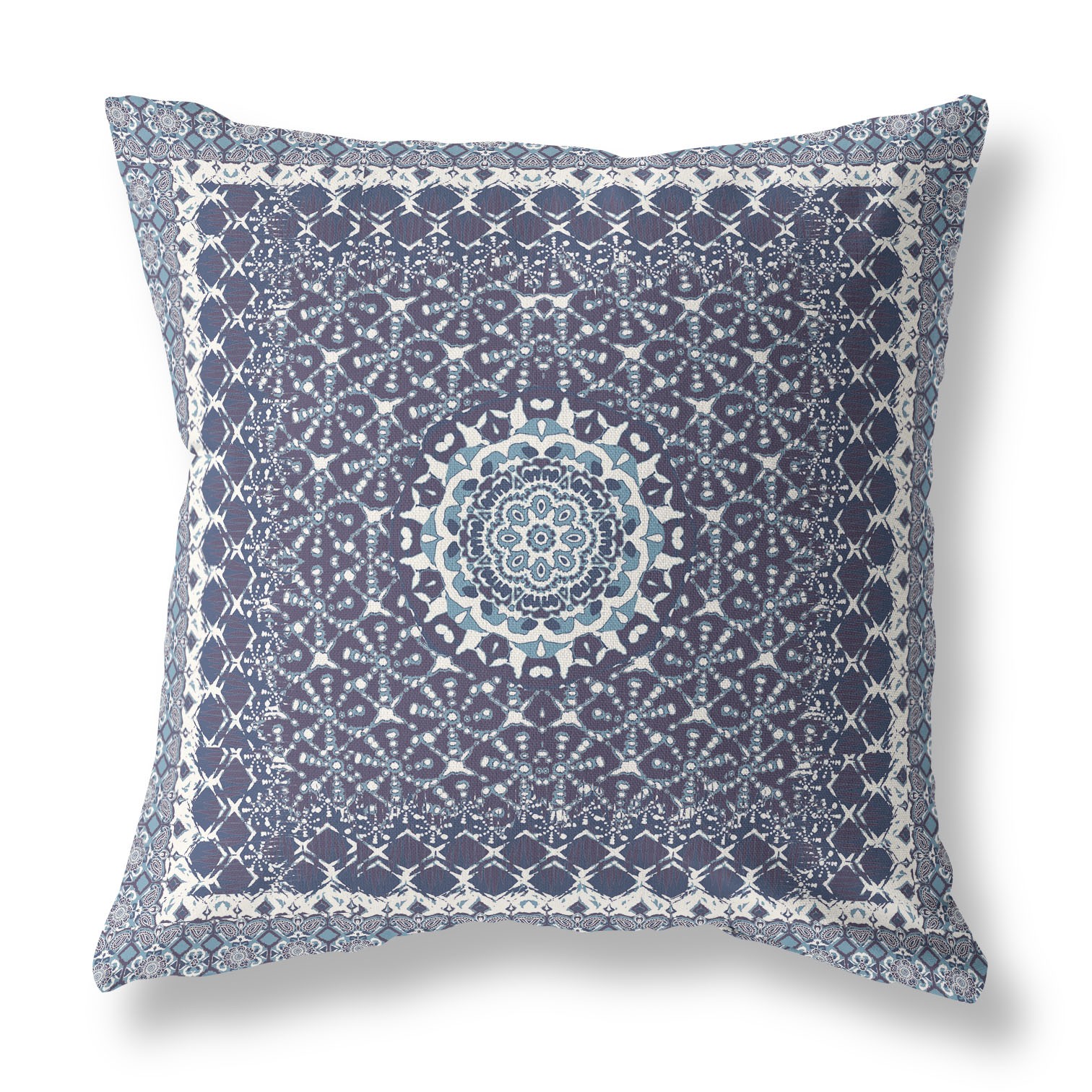 18” Slate Blue Holy Floral Indoor Outdoor Throw Pillow-414669-1