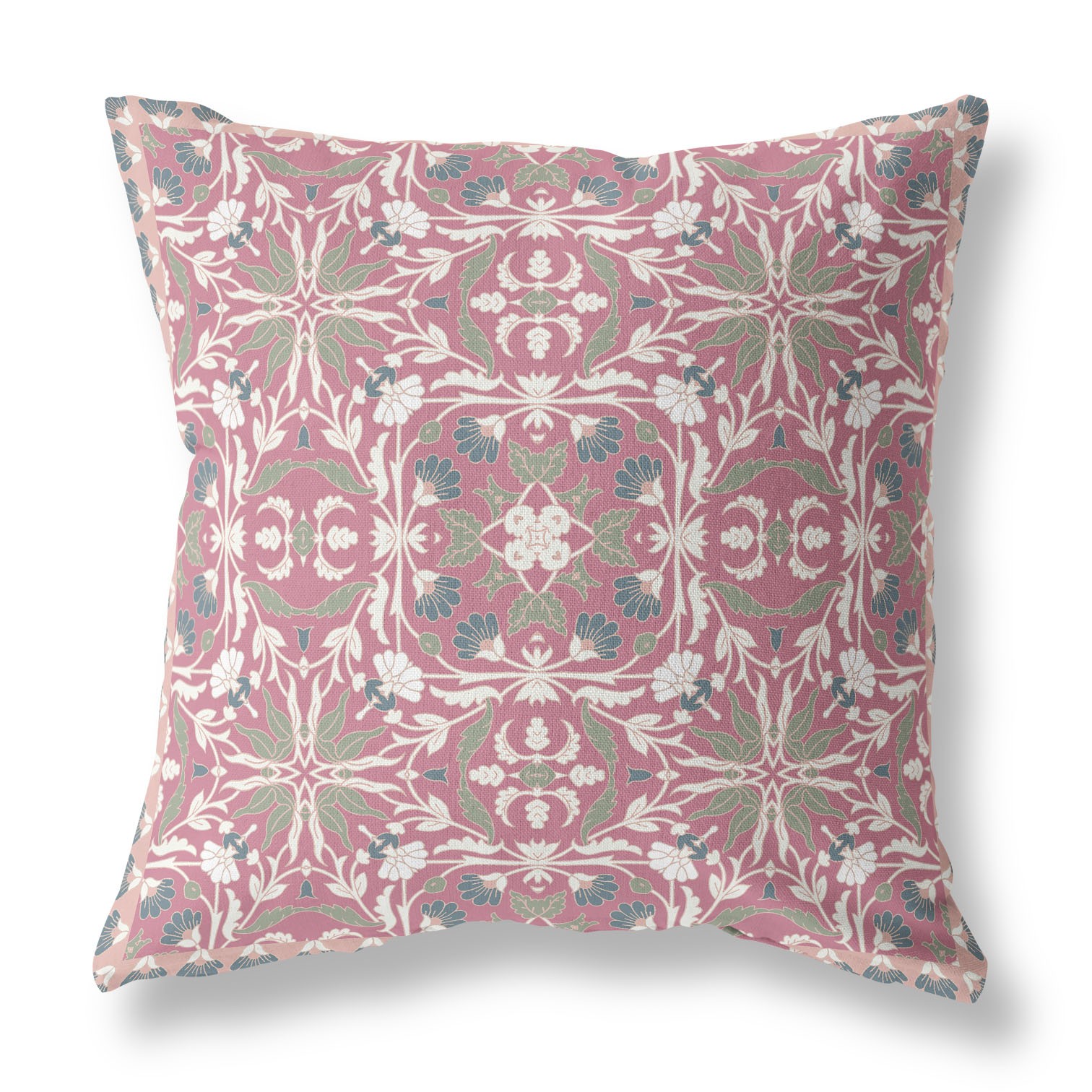 18” Magenta White Paisley Indoor Outdoor Throw Pillow-414710-1