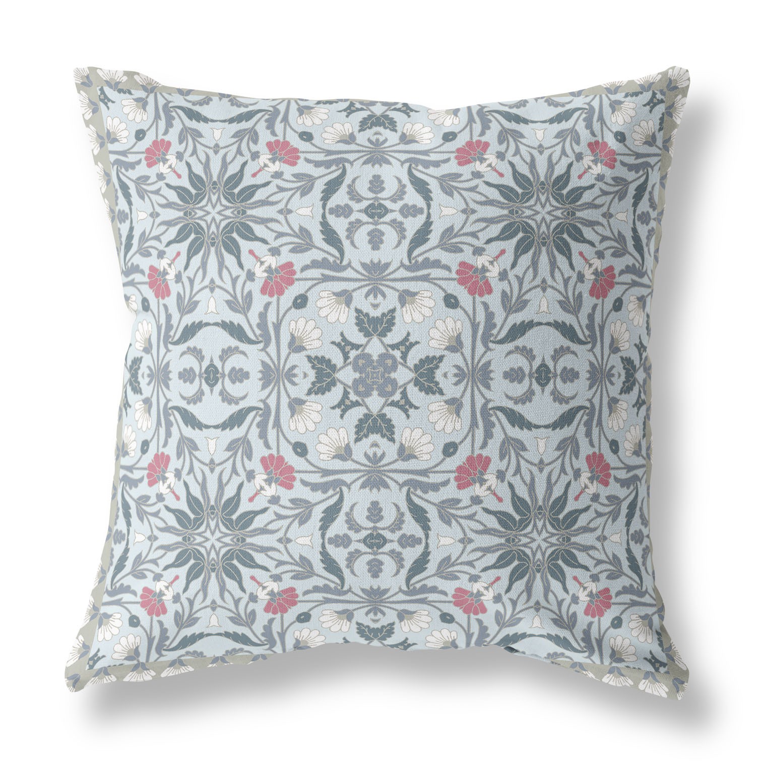 18” Powder Blue Paisley Indoor Outdoor Throw Pillow-414727-1