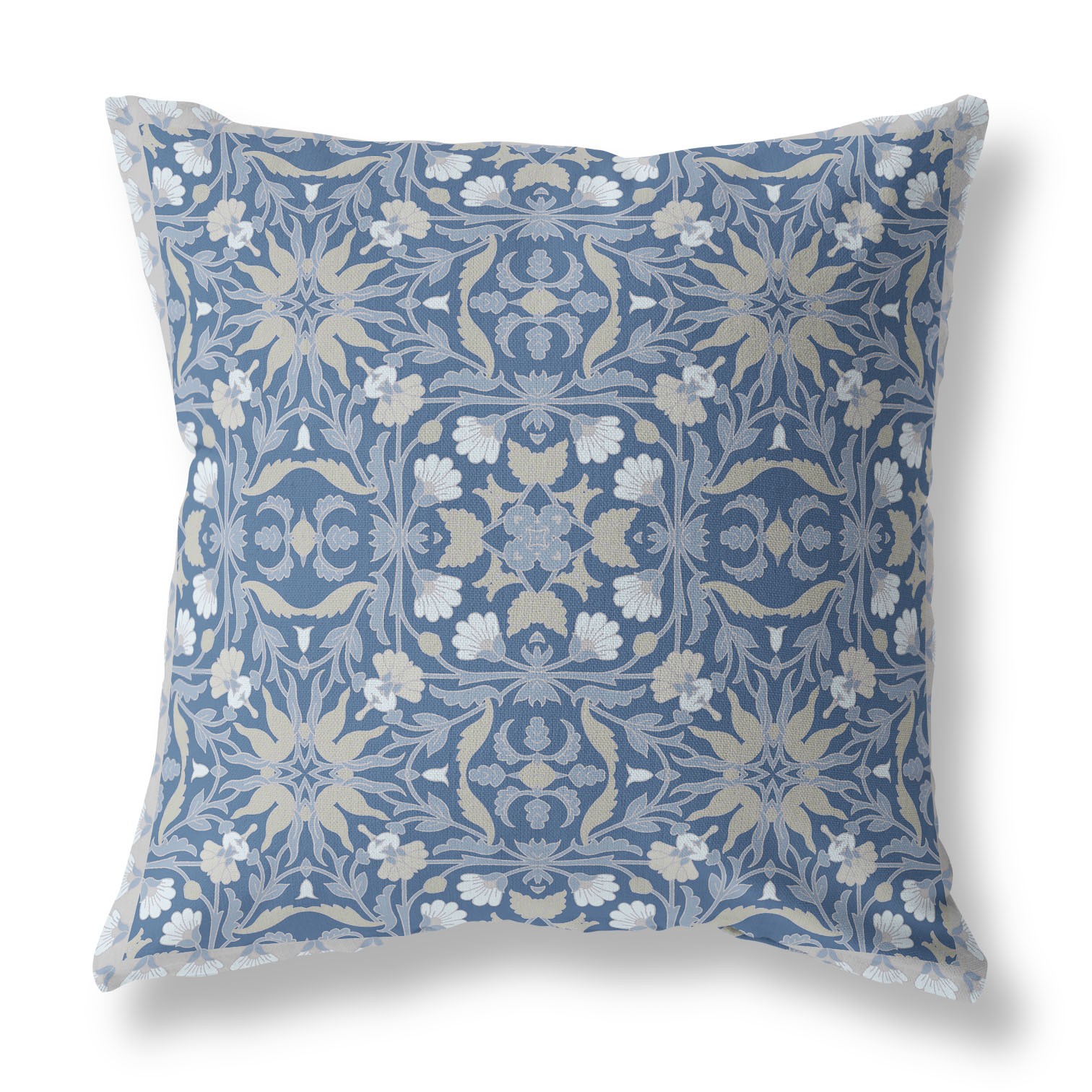 18” Blue Gray Paisley Indoor Outdoor Throw Pillow-414767-1