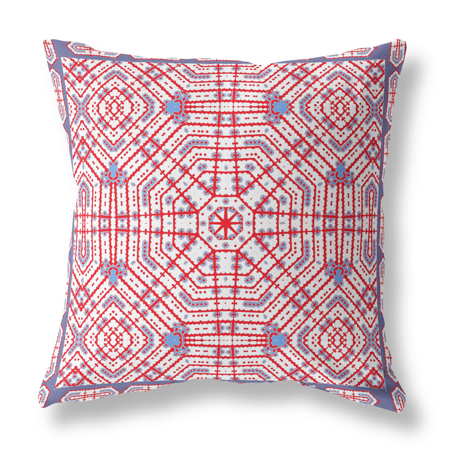 20” Red White Geostar Indoor Outdoor Throw Pillow-415008-1