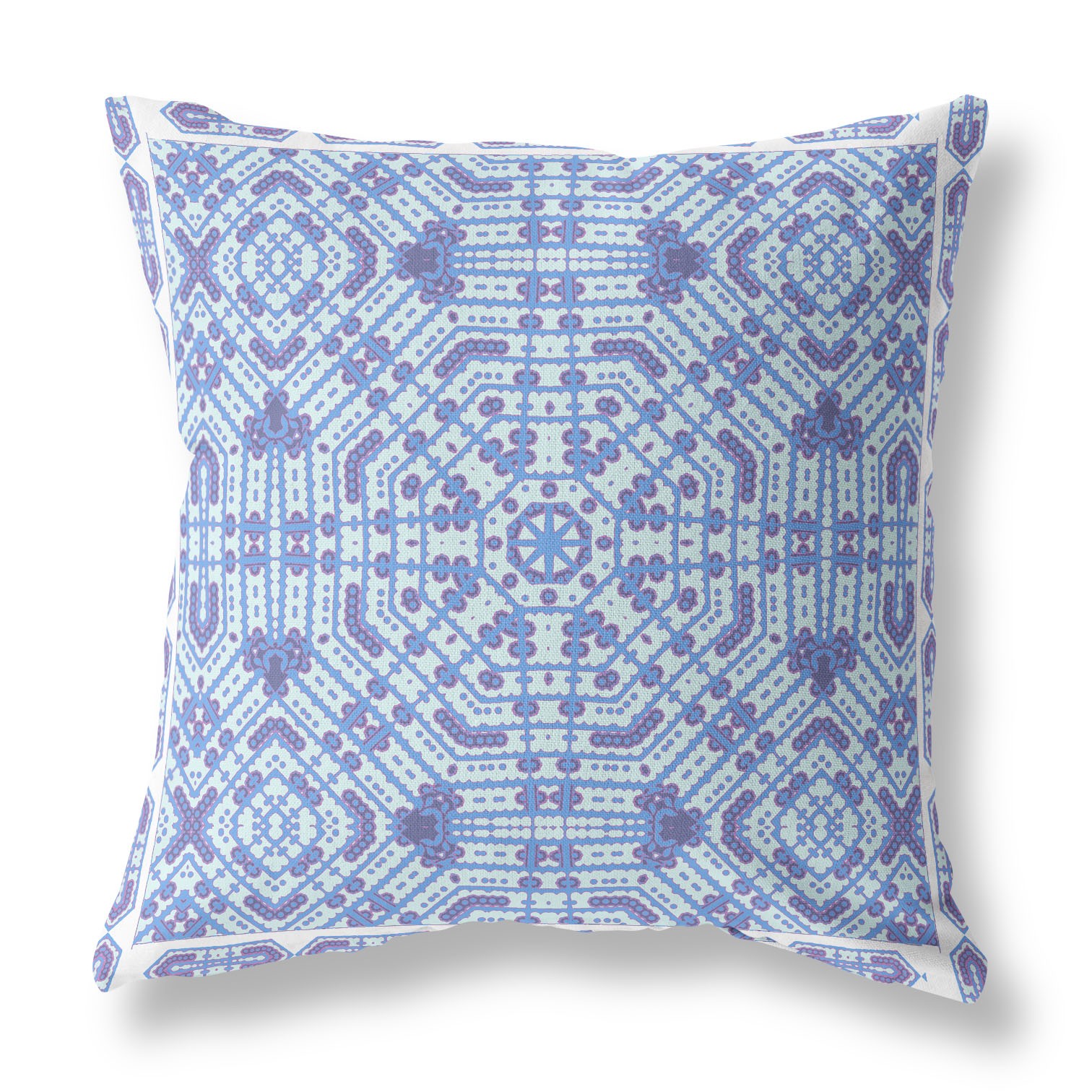 20” Cyan Blue Geostar Indoor Outdoor Throw Pillow-415016-1