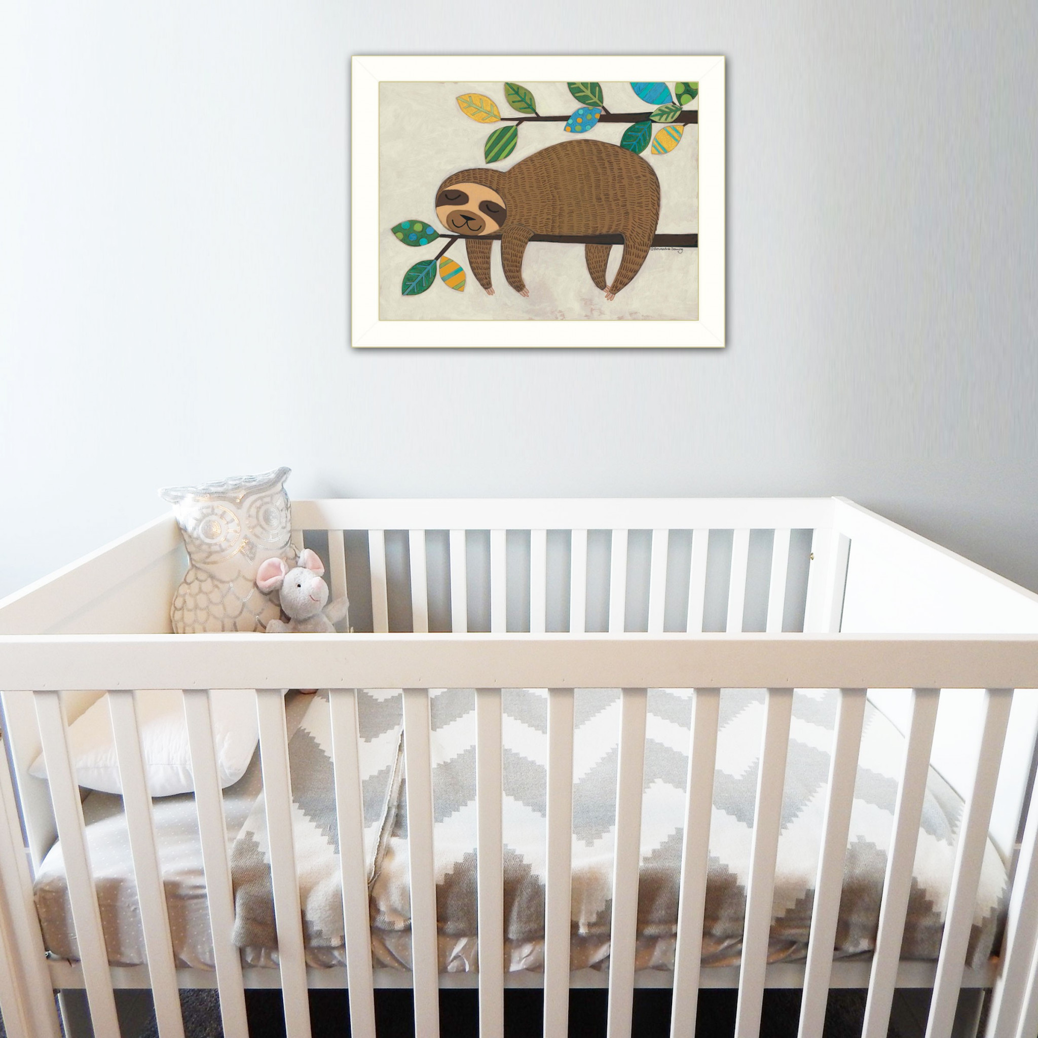 Hanging Sloth Ii 2 White Framed Print Wall Art