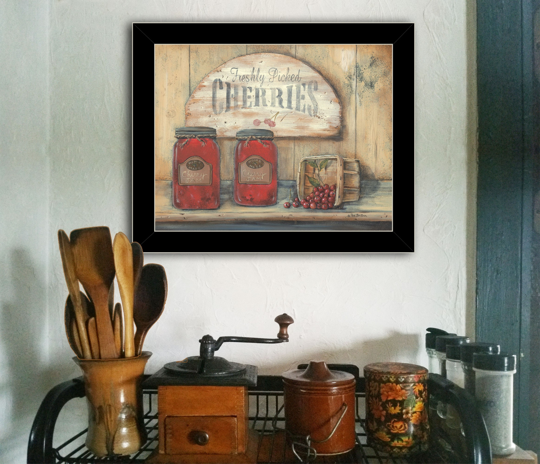Cherry Jam 4 Black Framed Print Wall Art