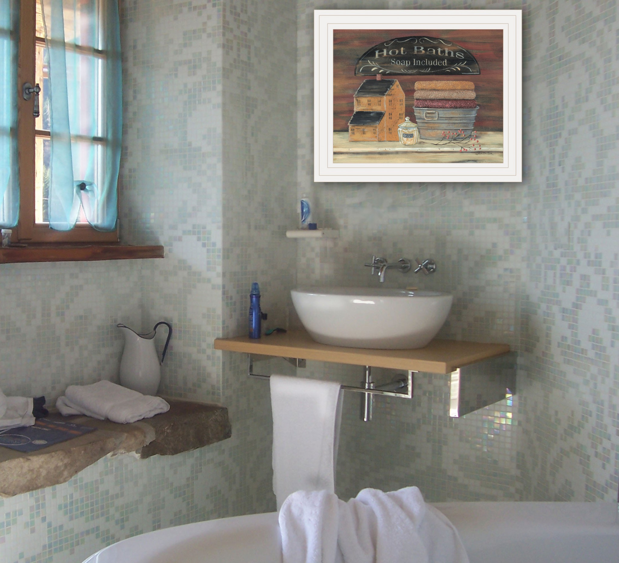 Hot Bath 8 White Framed Print Wall Art