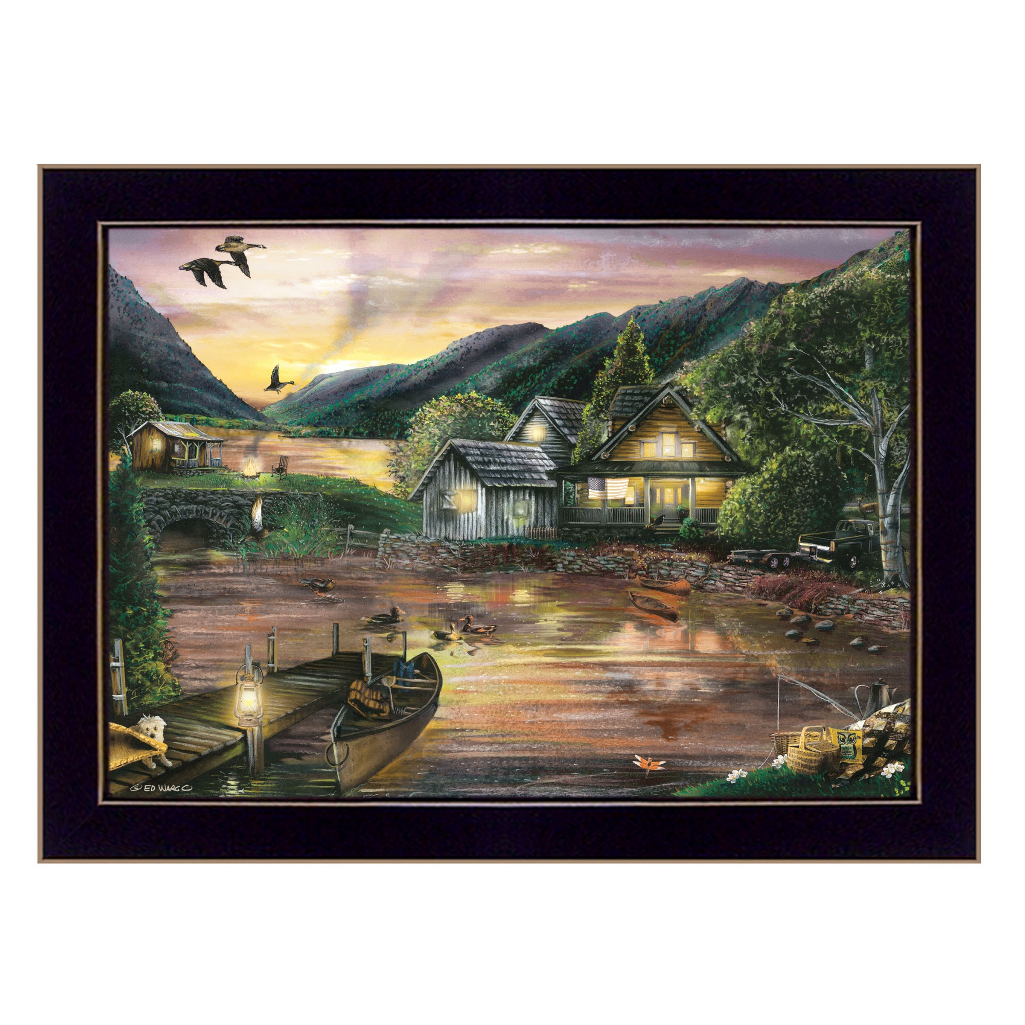 Lakefront Camping Ii 1 Black Framed Print Wall Art