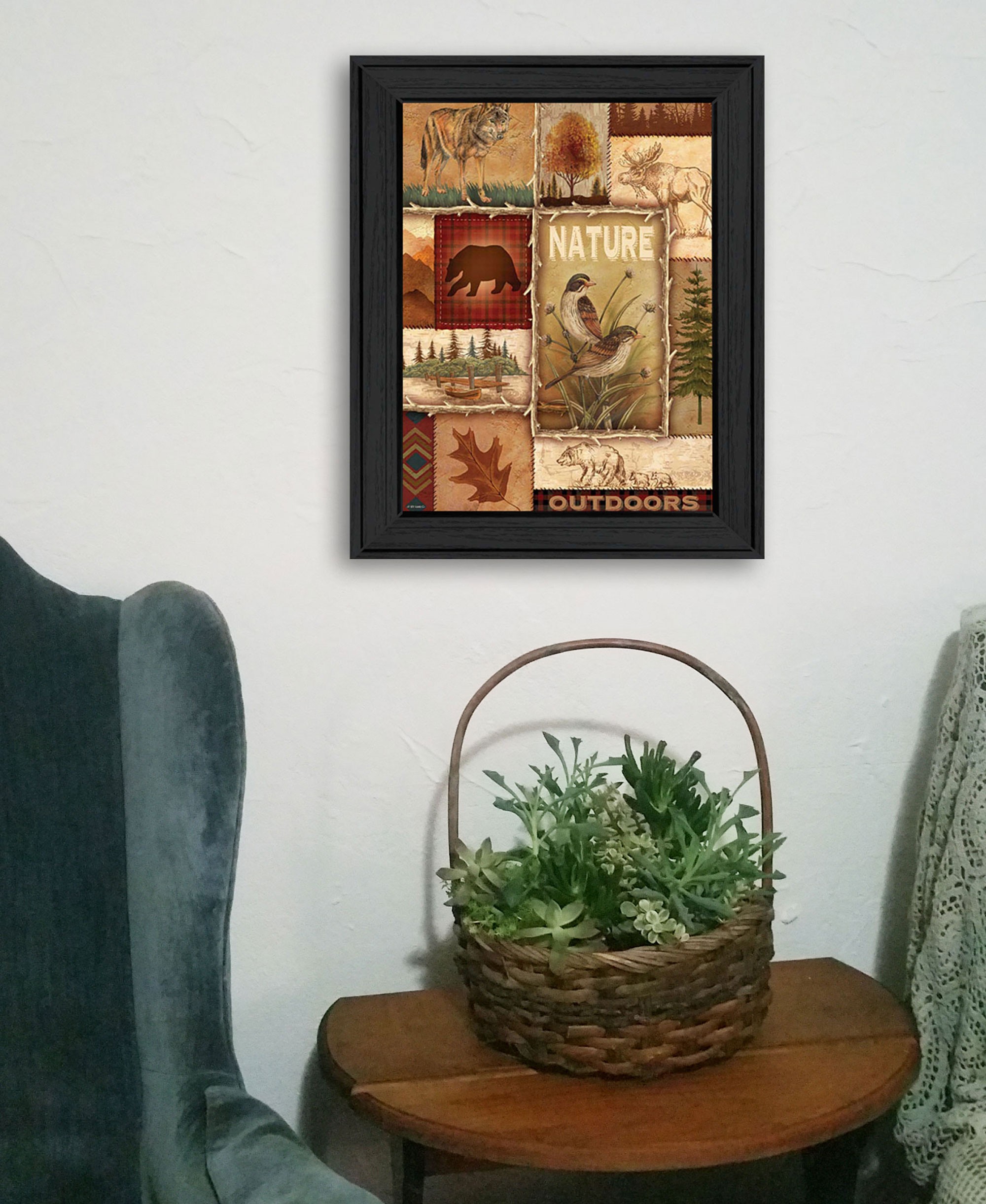 Lodge Collage Ii Black Framed Print Wall Art