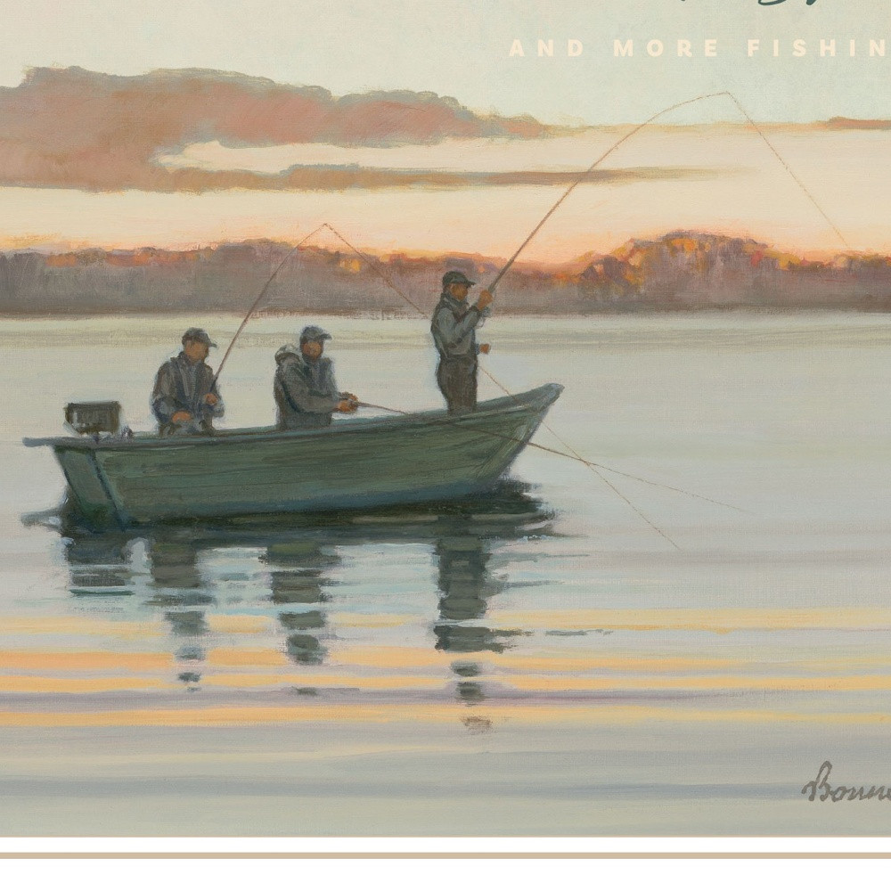 Fishing 2 White Framed Print Wall Art